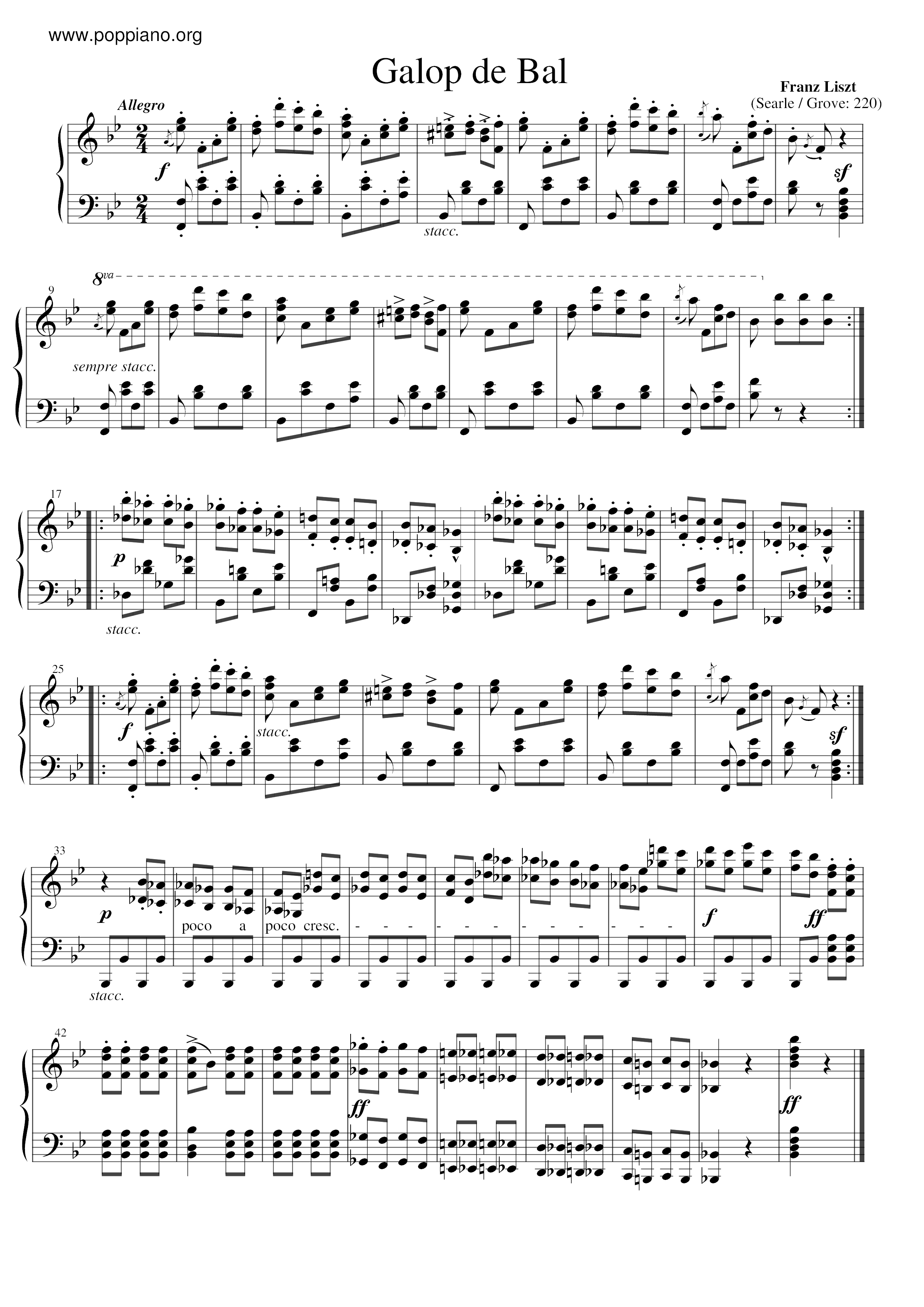 Galop de Bal, S.220 Score