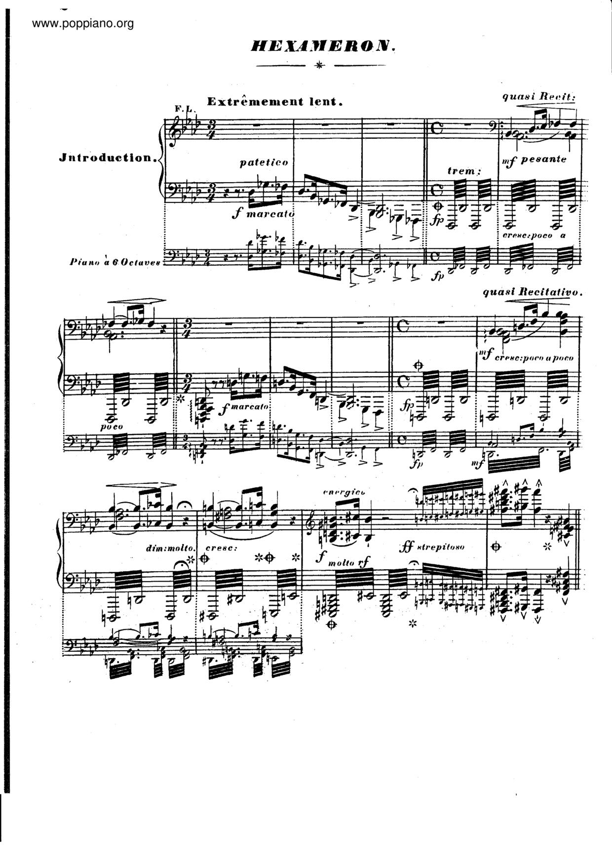 Hexameron, Morceau de Concert, S.392琴譜