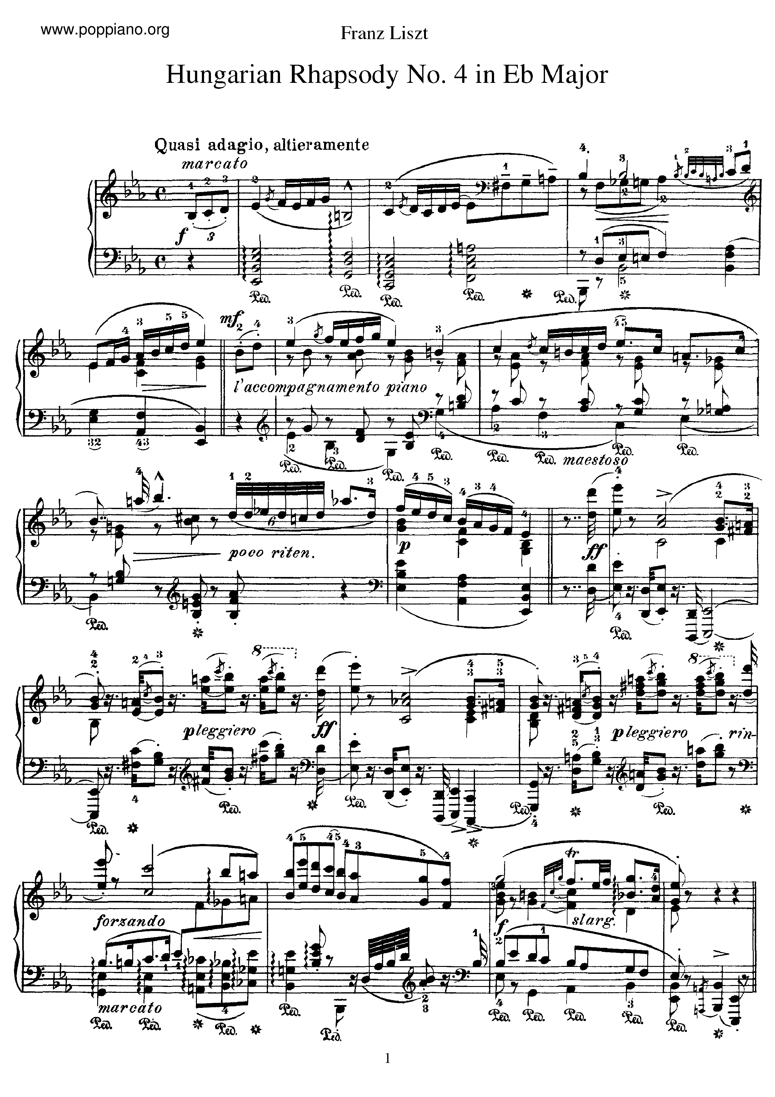 Hungarian Rhapsody No.4, S.244/4琴谱