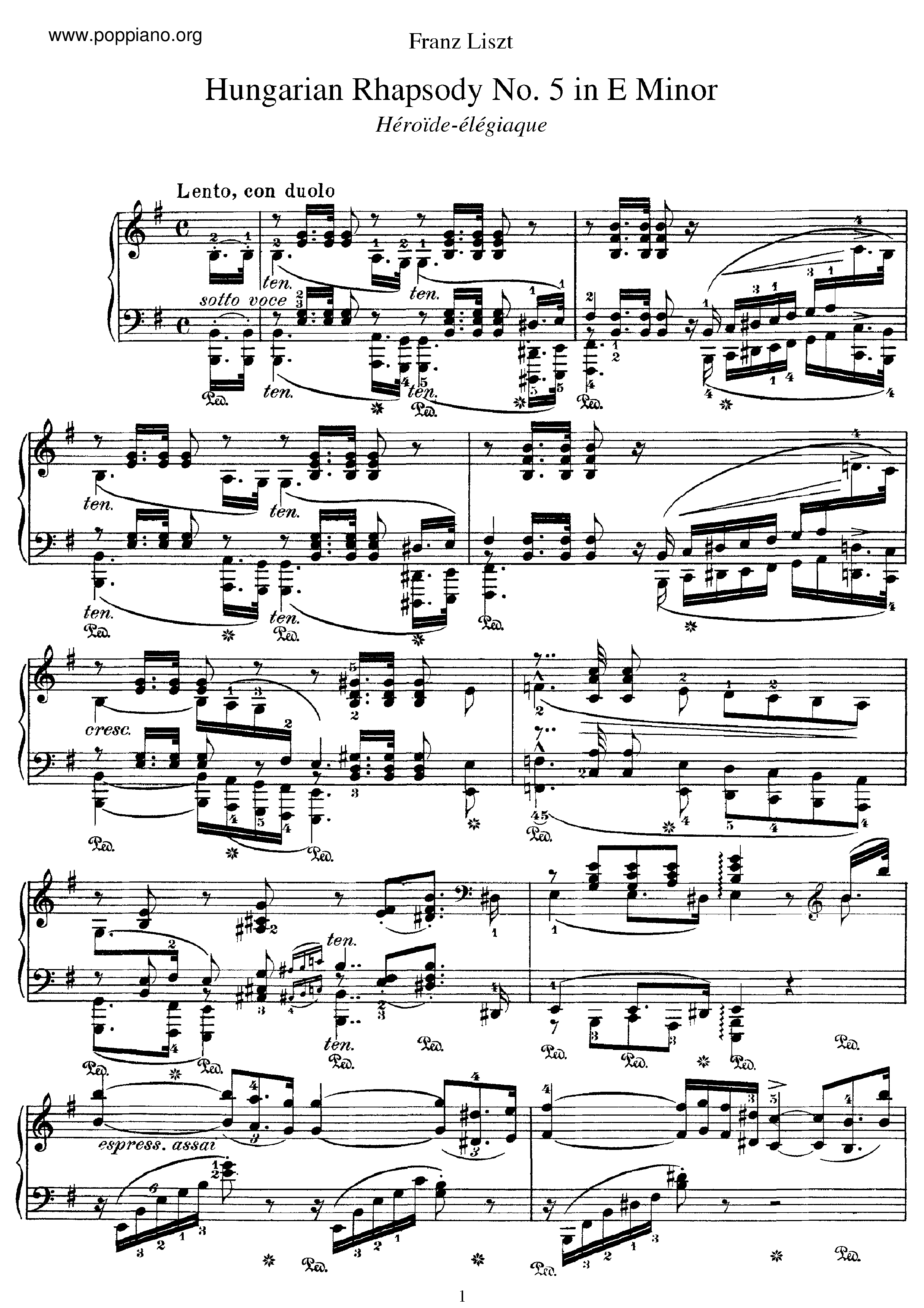 Hungarian Rhapsody No.5, S.244/5琴谱