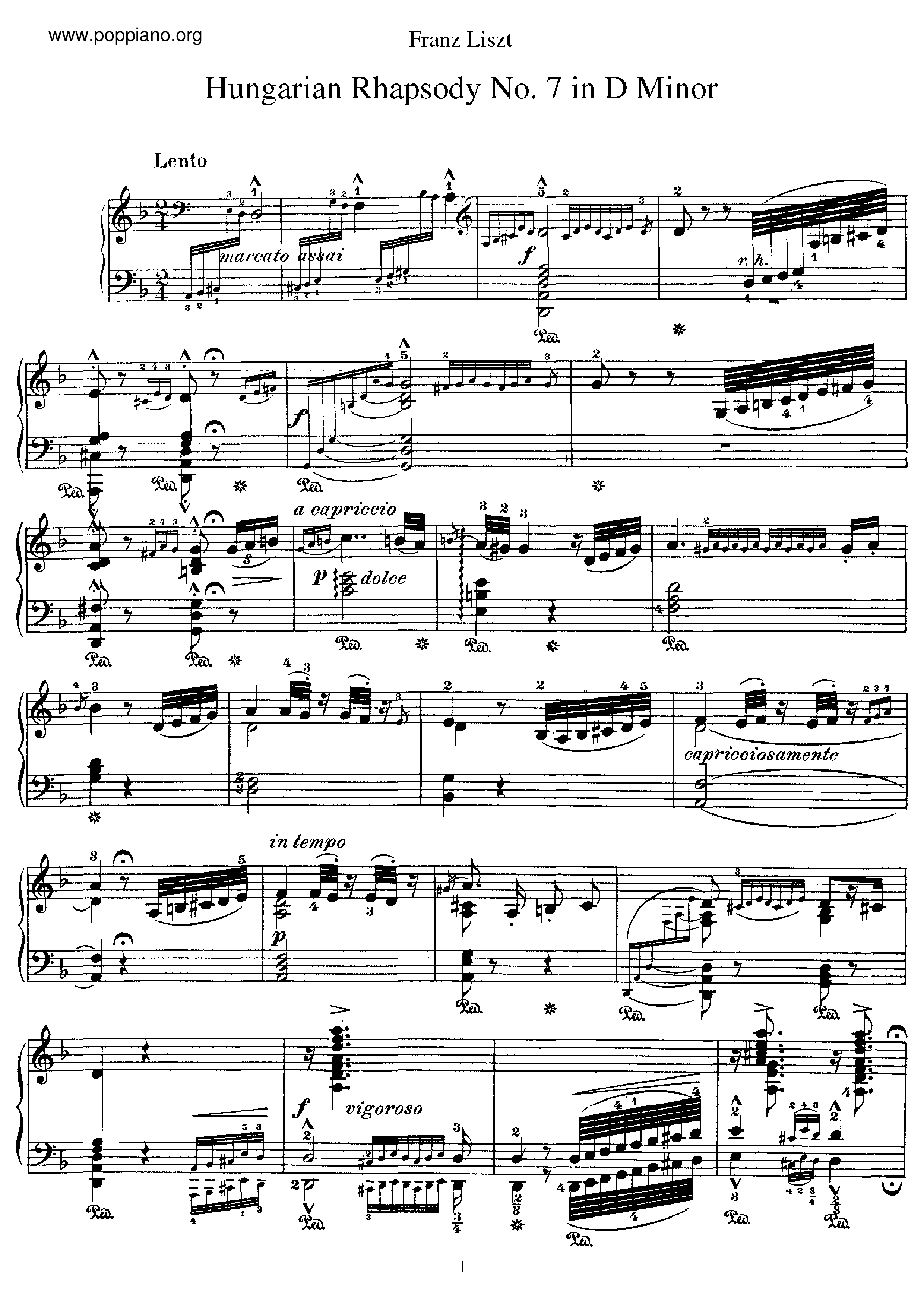 Hungarian Rhapsody No.7, S.244/7琴譜