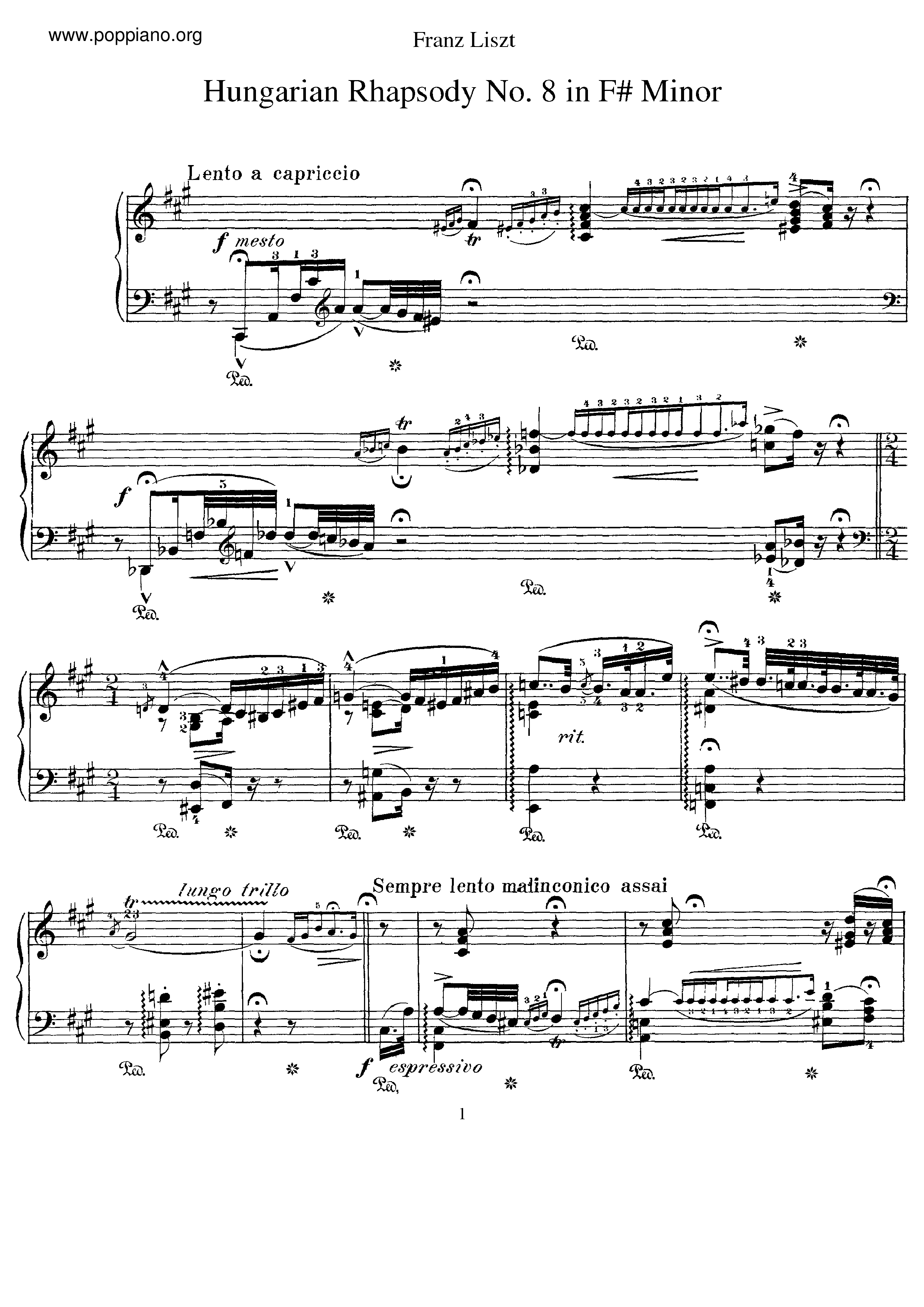 Hungarian Rhapsody No.8, S.244/8琴谱