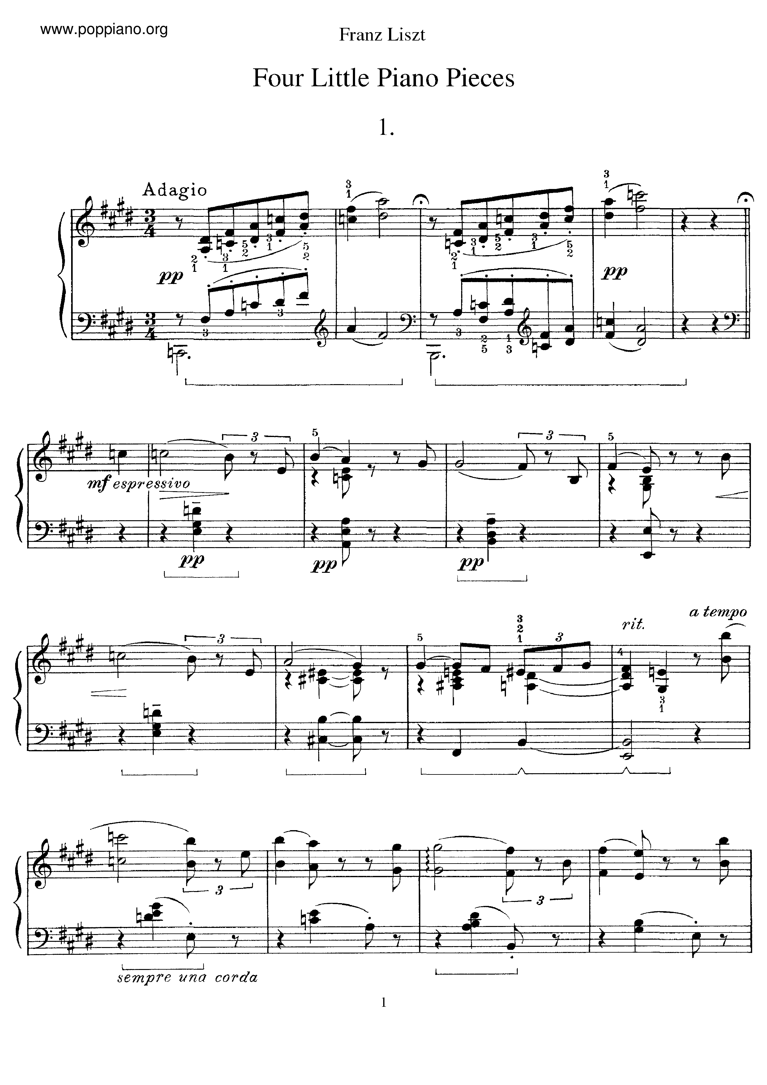 5 Klavierstucke, S.192 Score