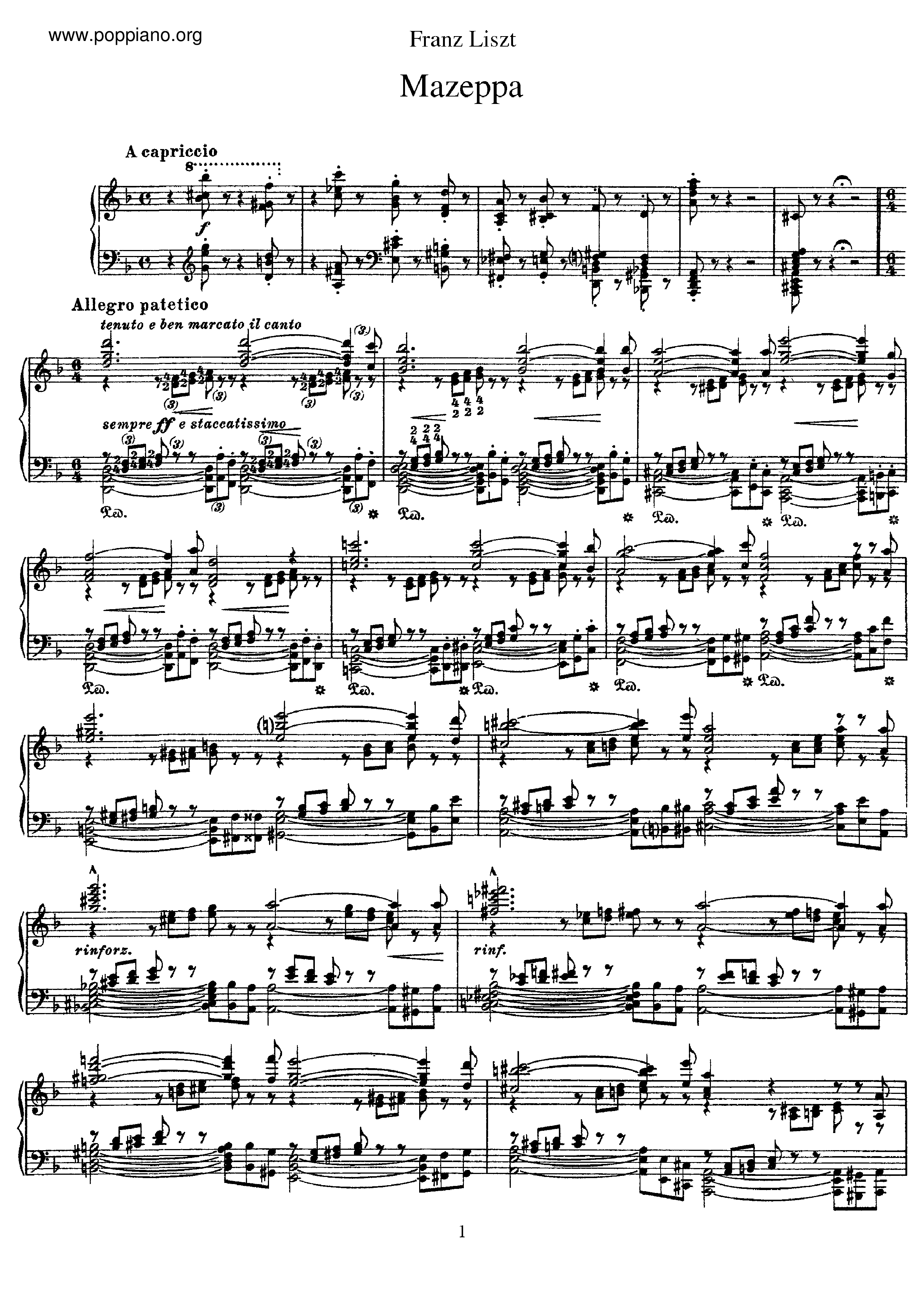 Mazeppa, Intermediate, S.138琴譜