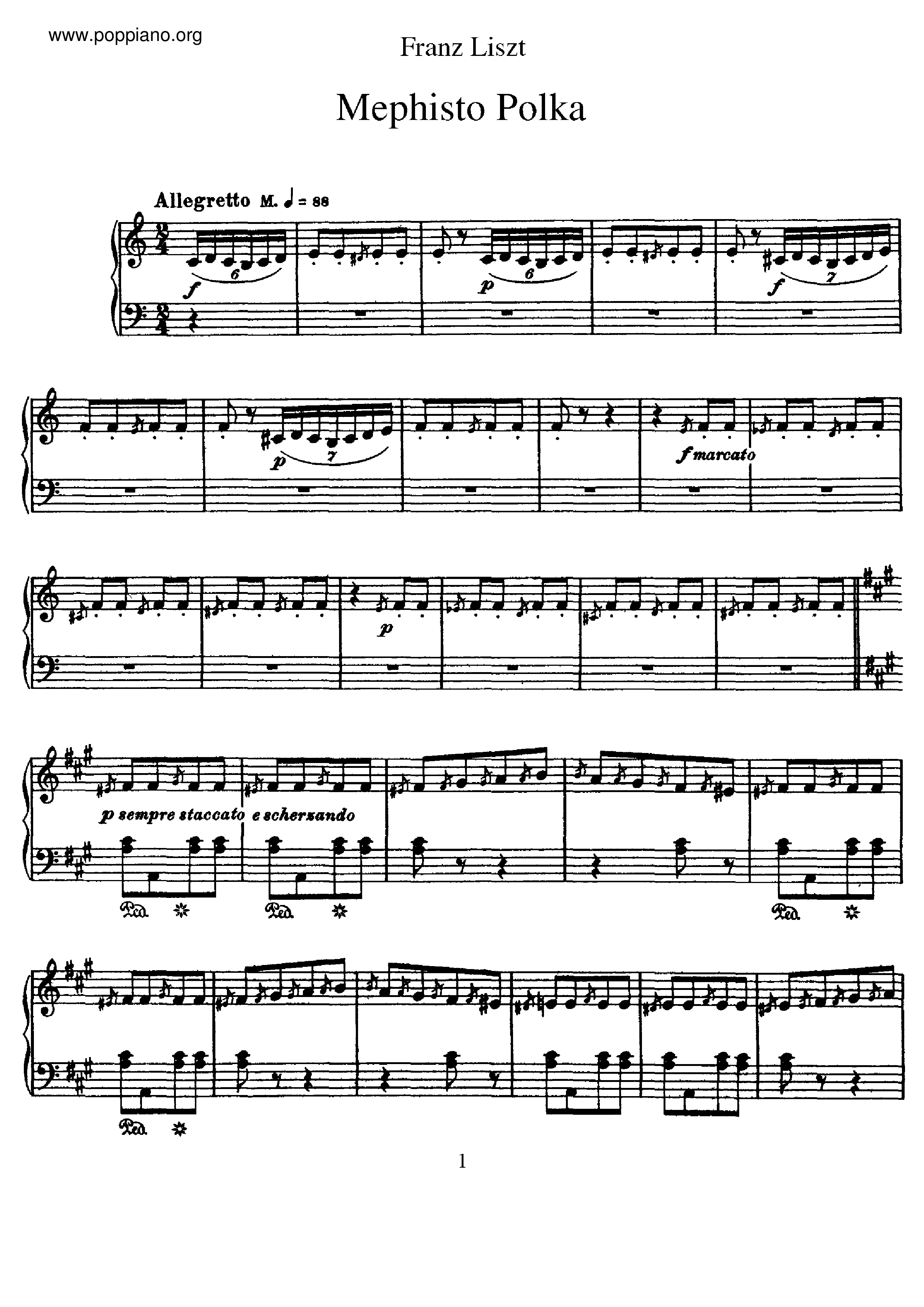 Mephisto Polka, S.217琴谱