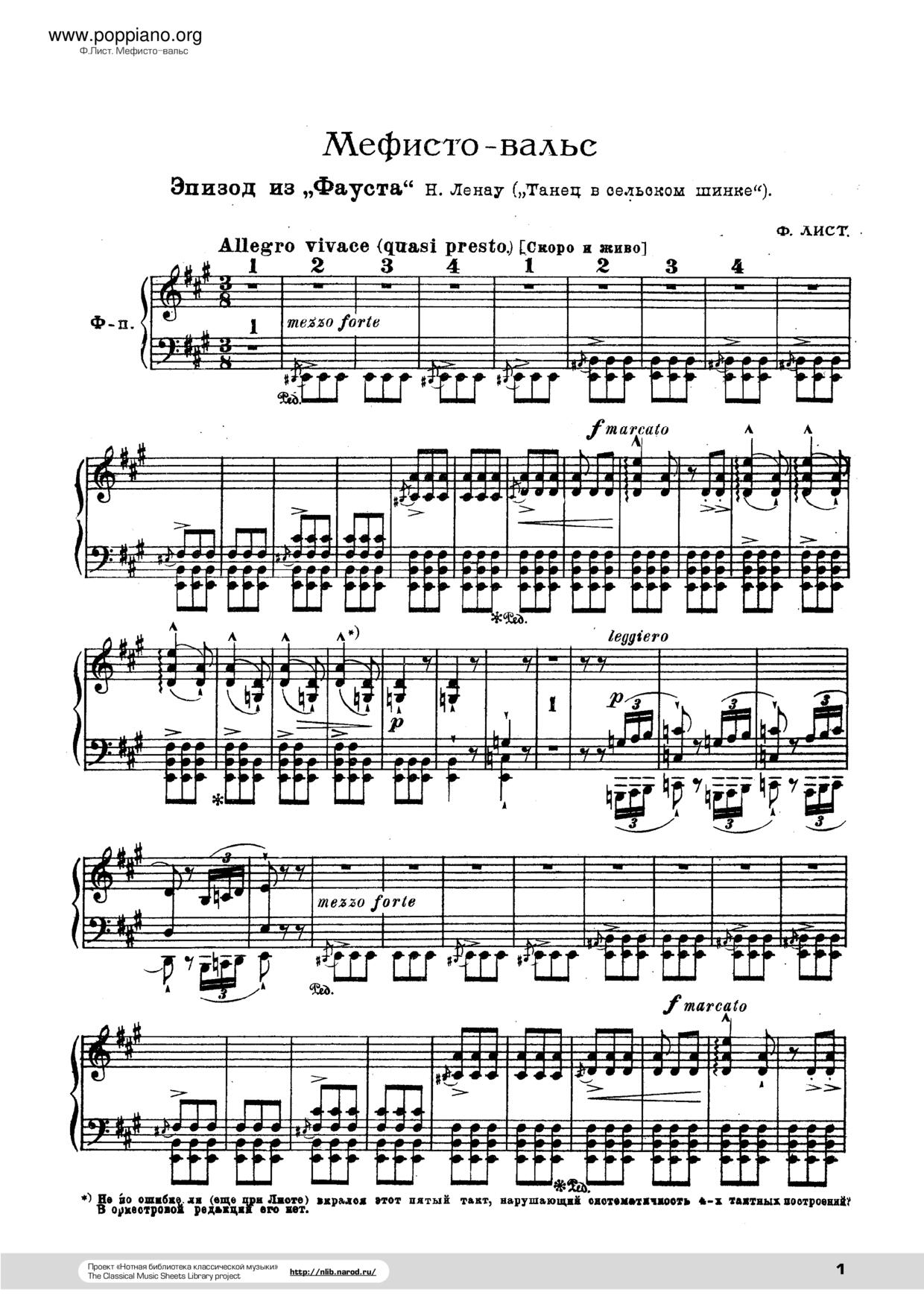 Mephisto Waltz No.1, S.514琴谱
