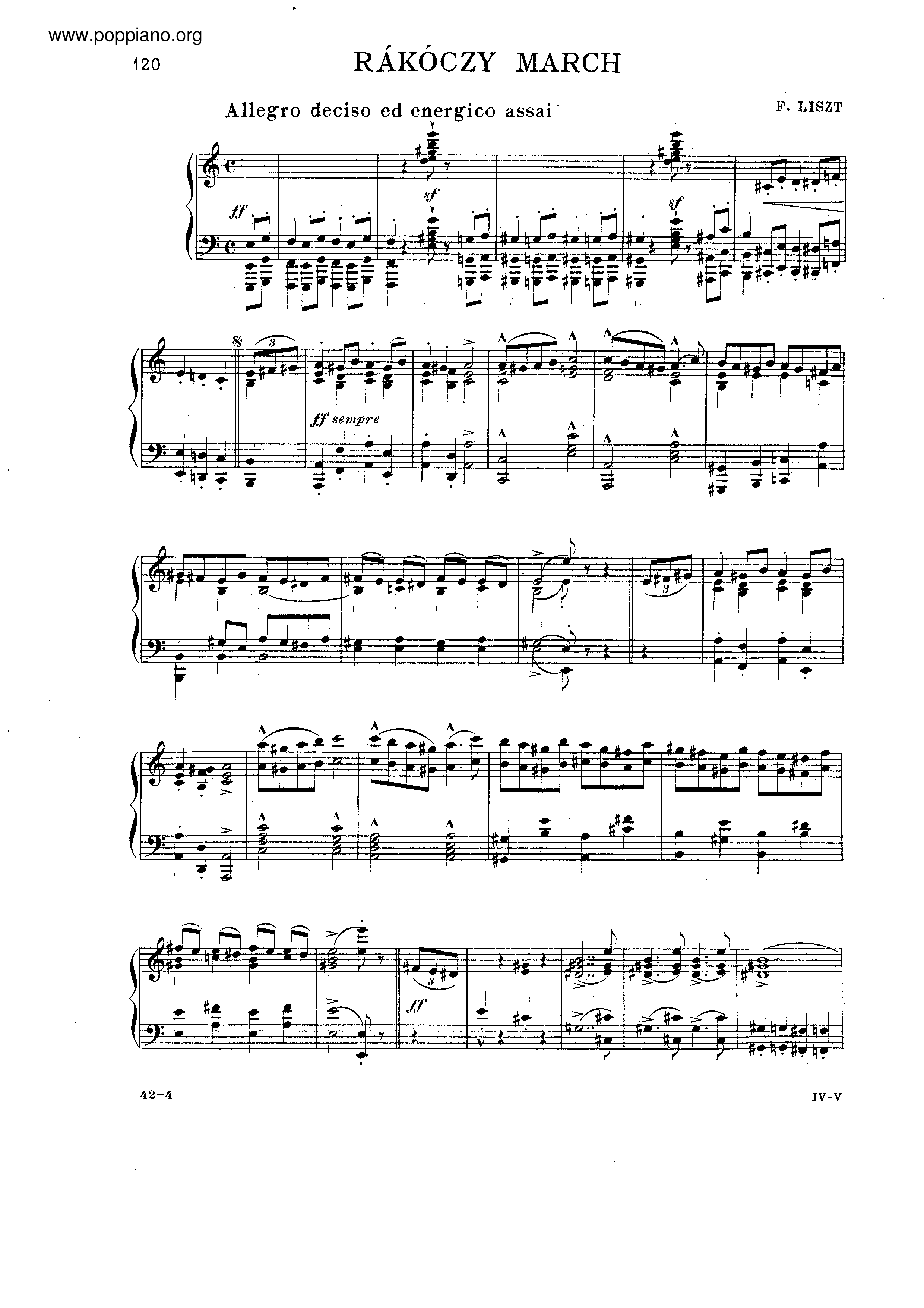 Rakoczy March, S.244cピアノ譜