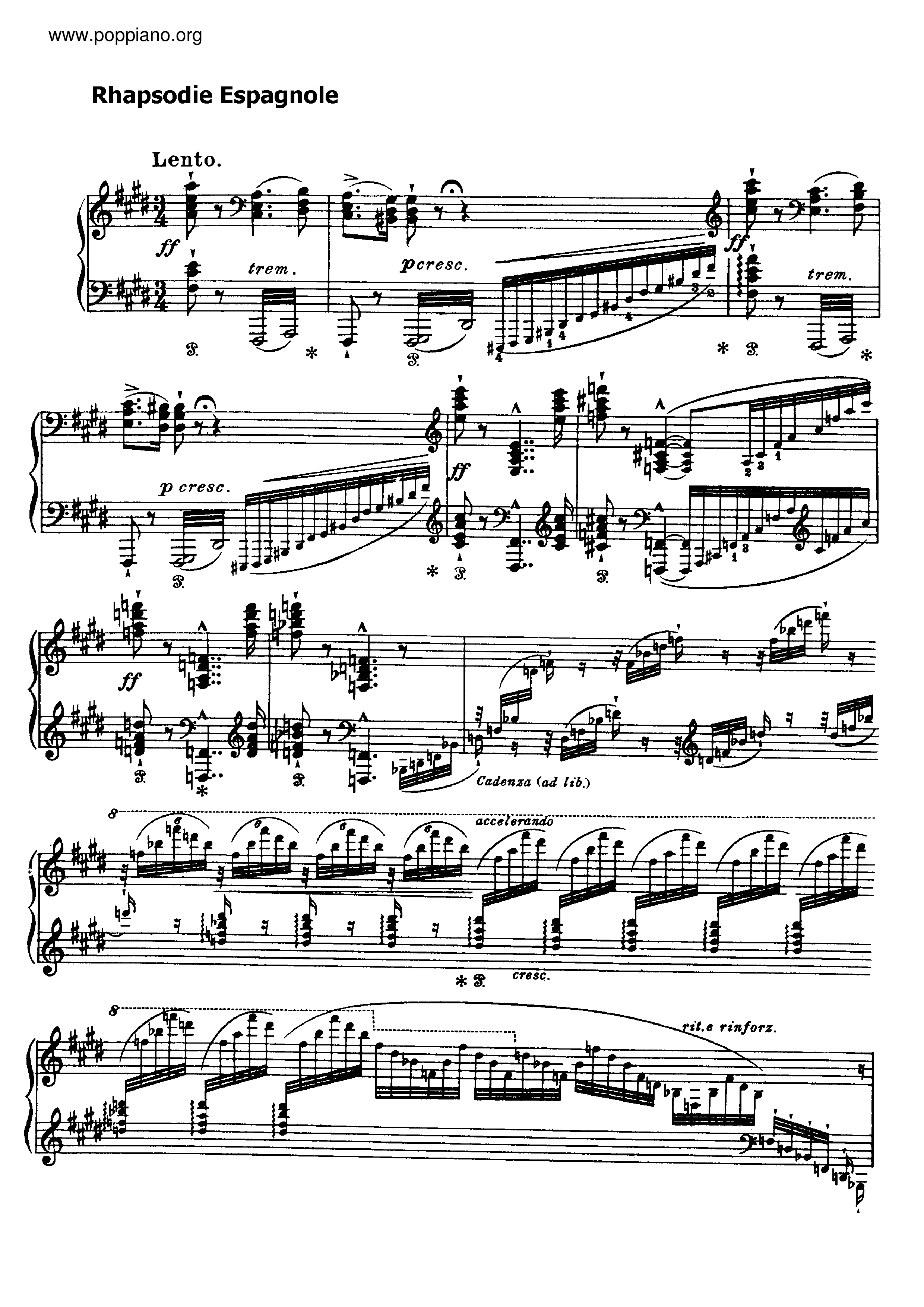Rhapsodie Espagnole, S.254 Score