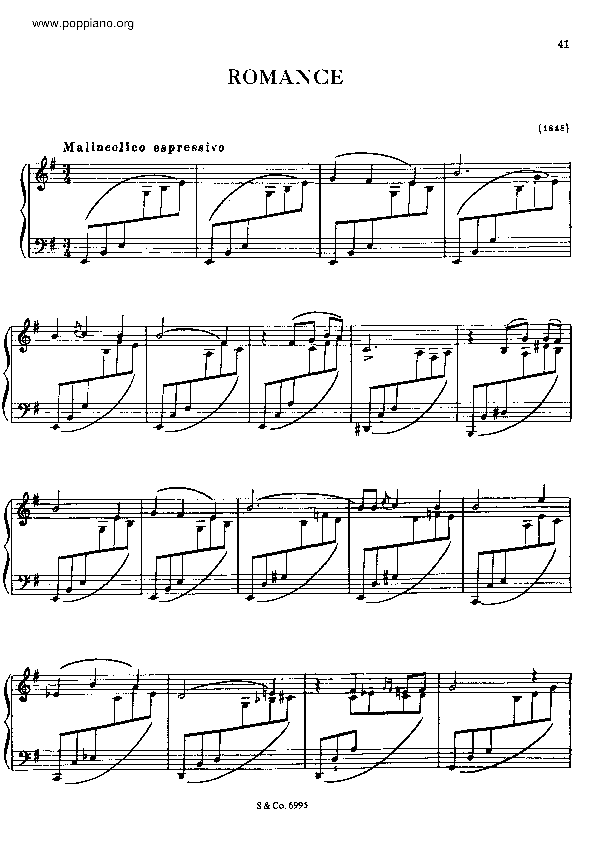 Romance, S.169 Score