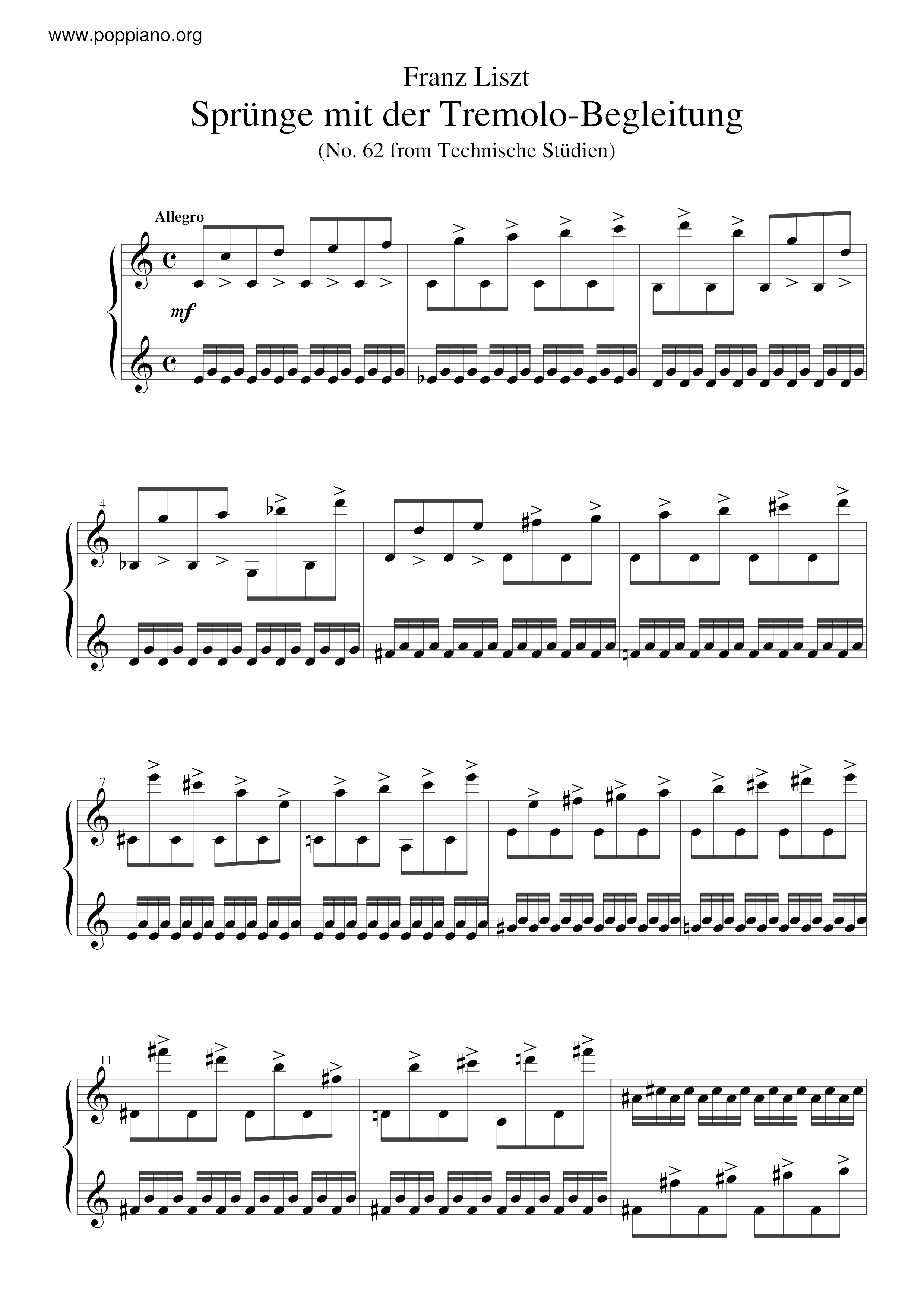 Sprunge mit der Tremolo-Begleitung, S.146/62ピアノ譜