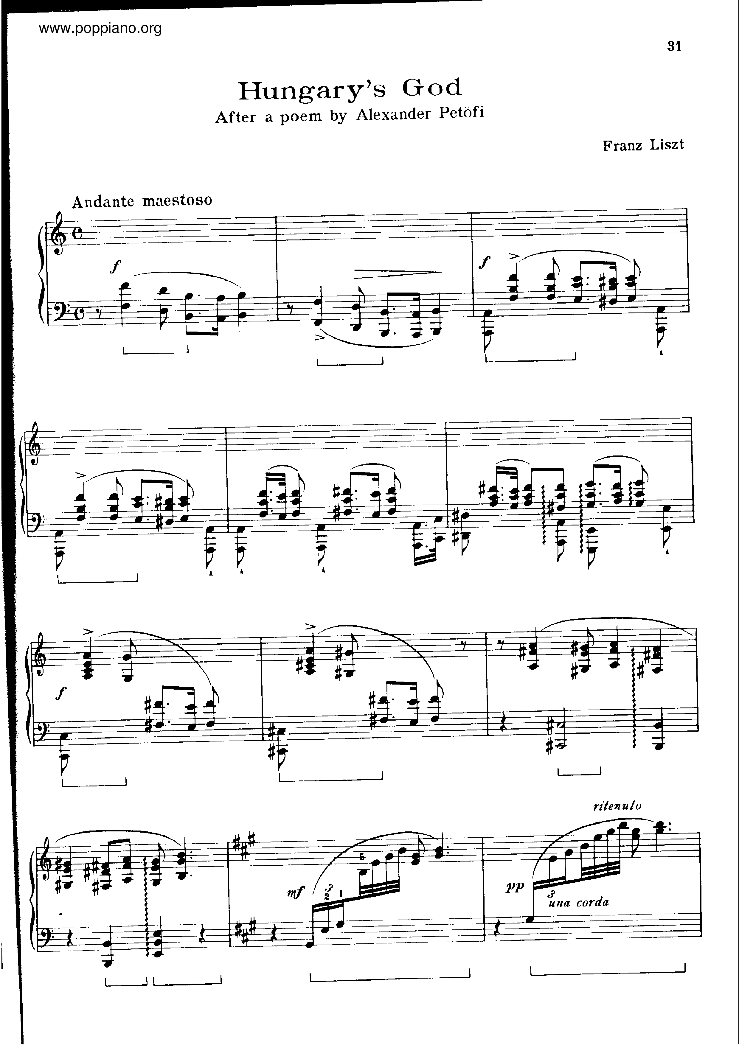 Ungarns Gott, S.543 Score