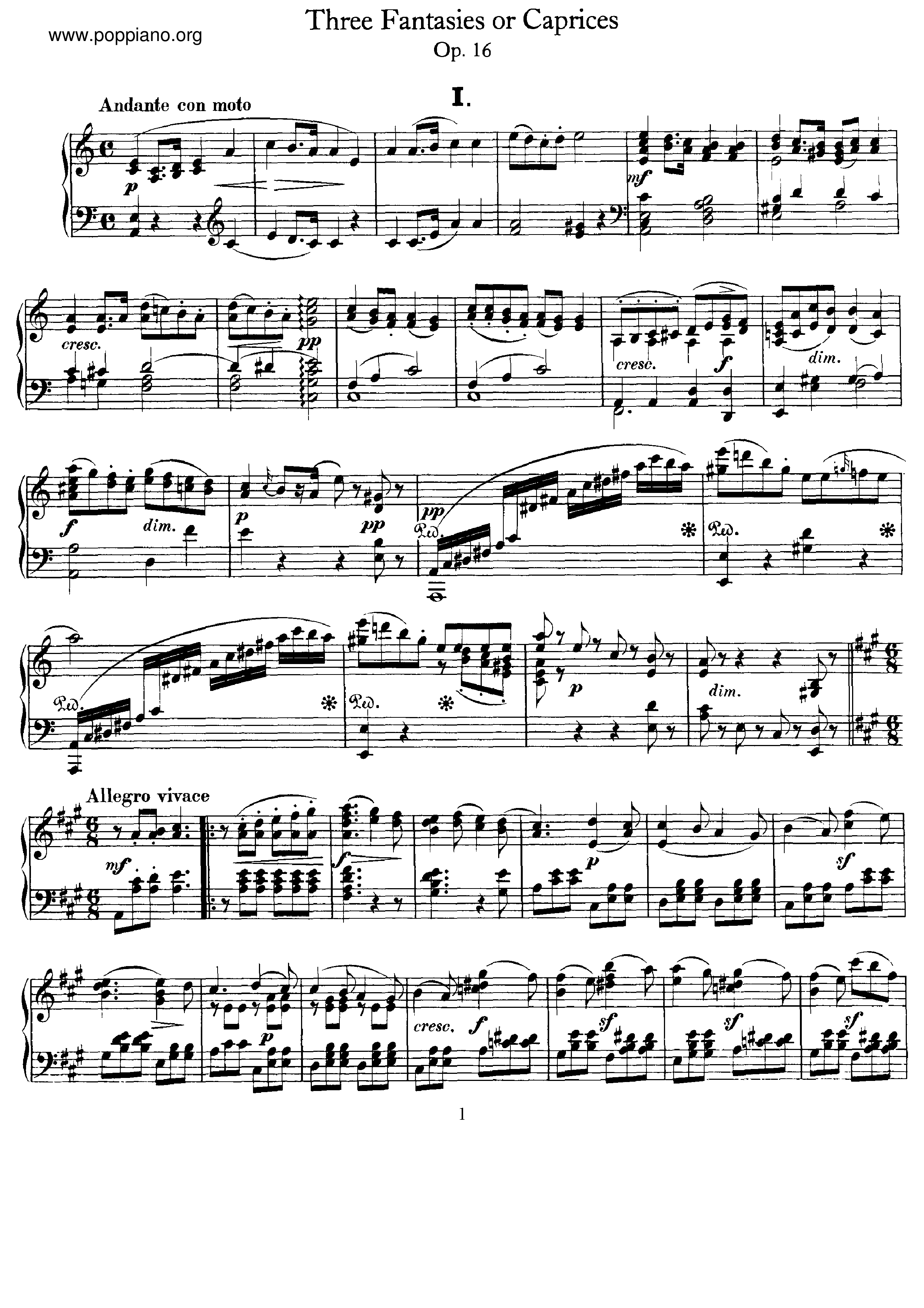 3 Caprices, Op.16ピアノ譜