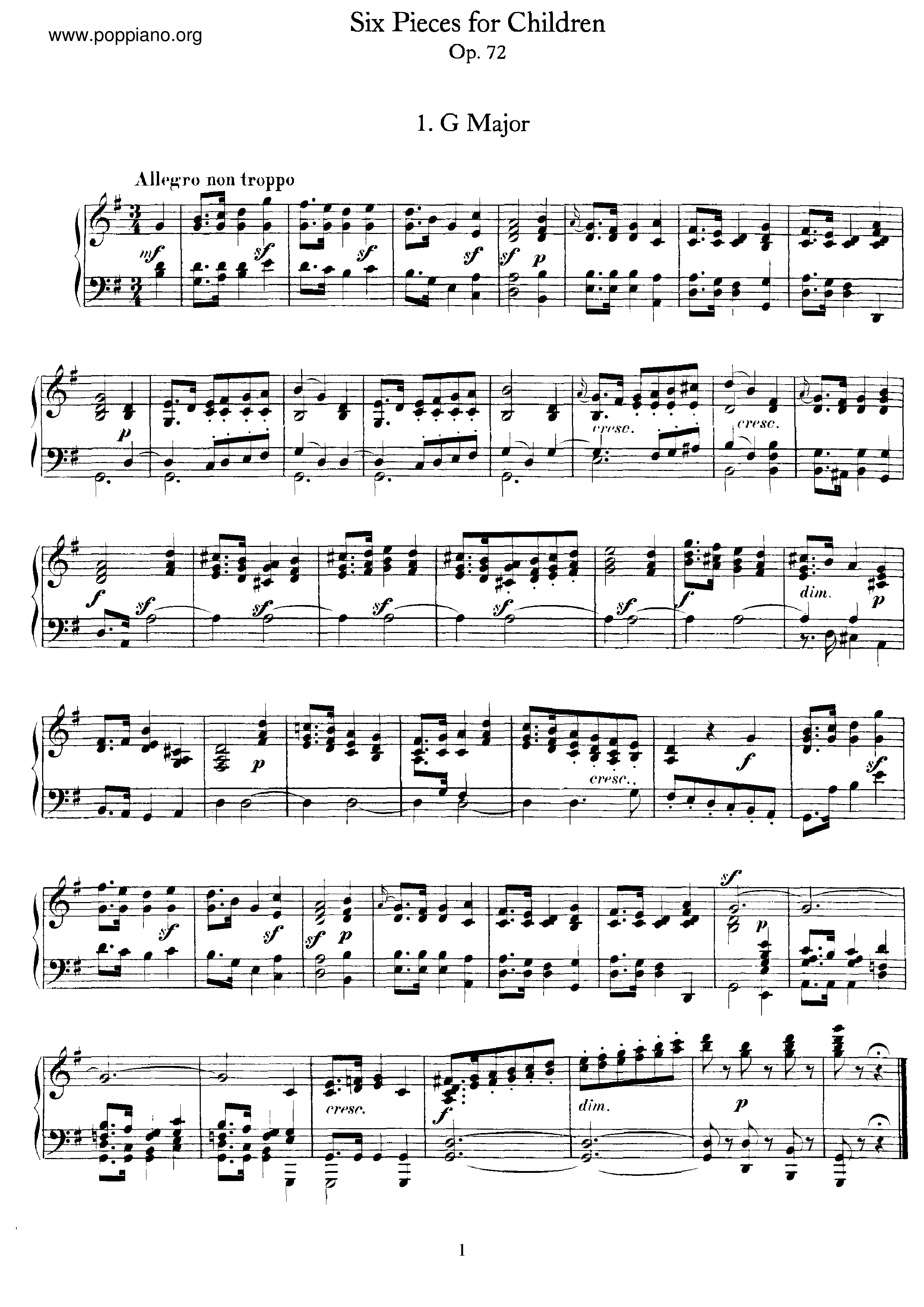 6 Kinderstucke, Op.72琴谱