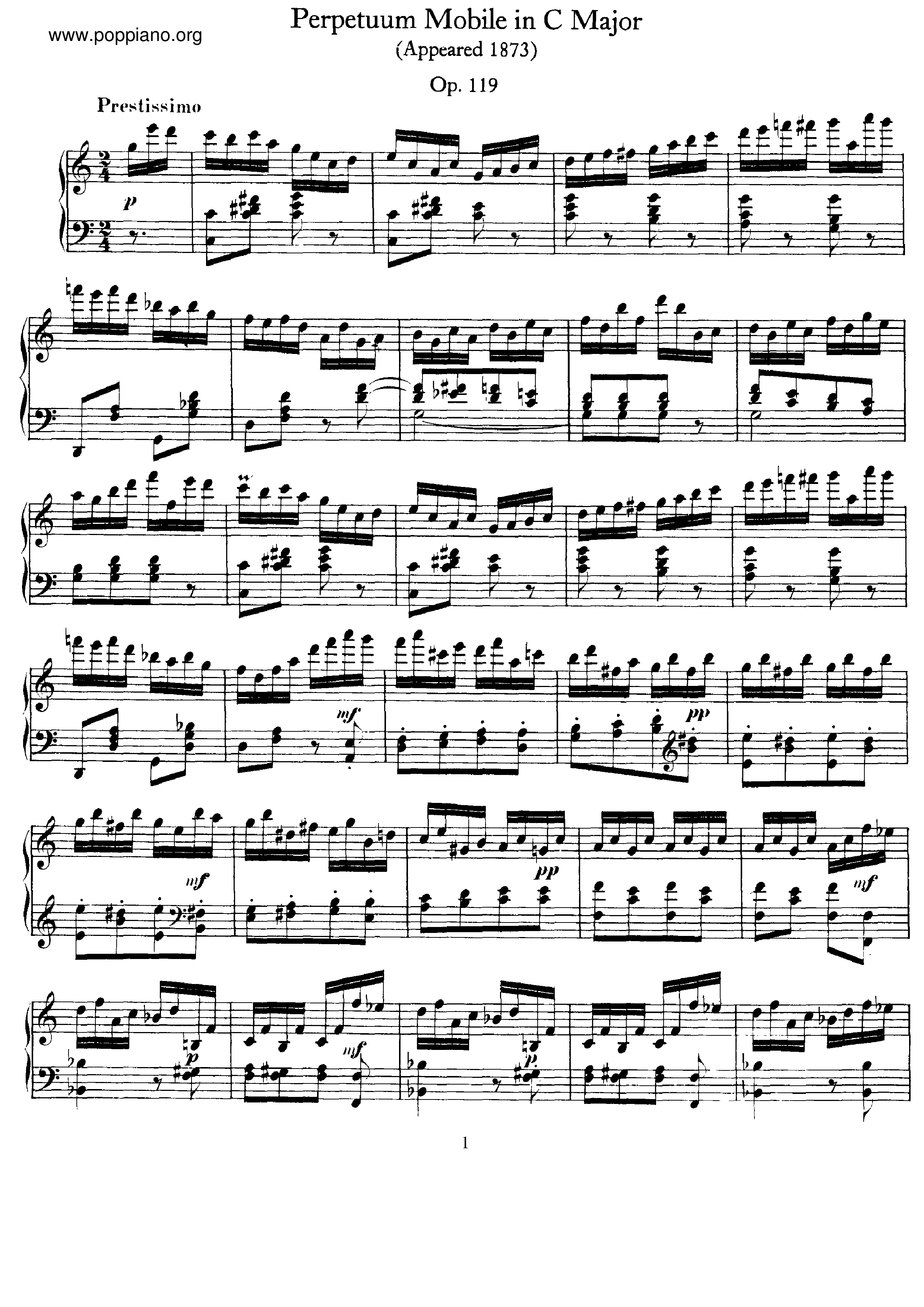 Perpetuum Mobile, Op.119 Score