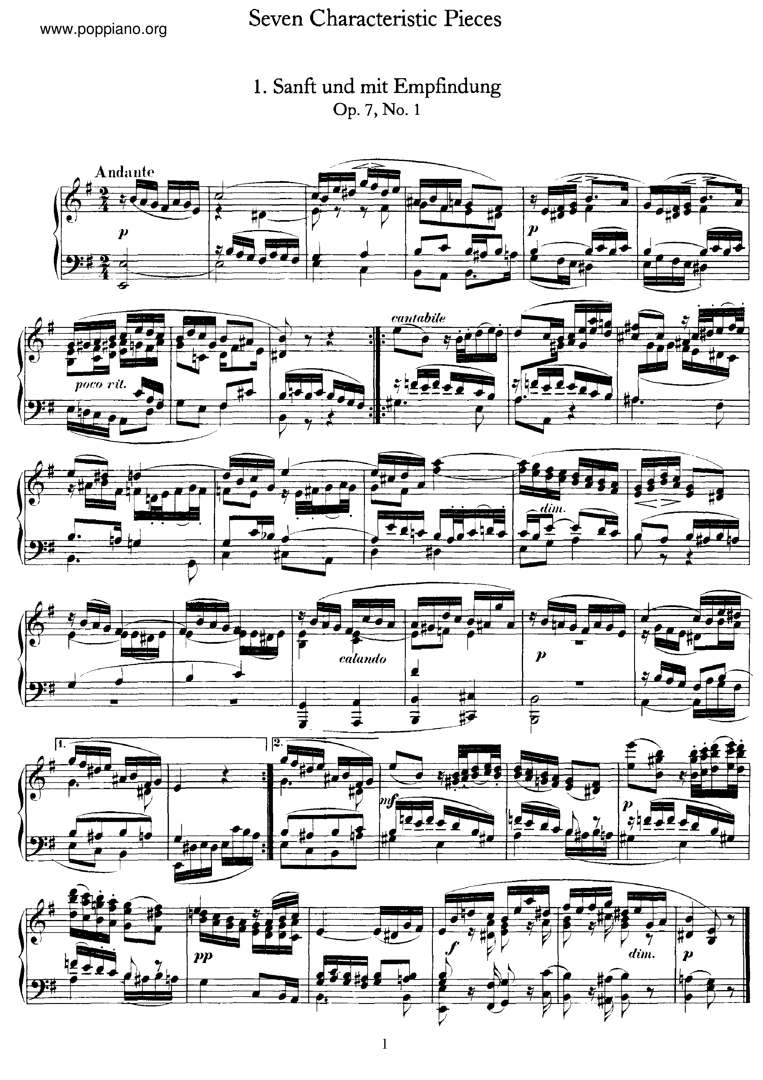 7 Piano Pieces, Op.7 Score