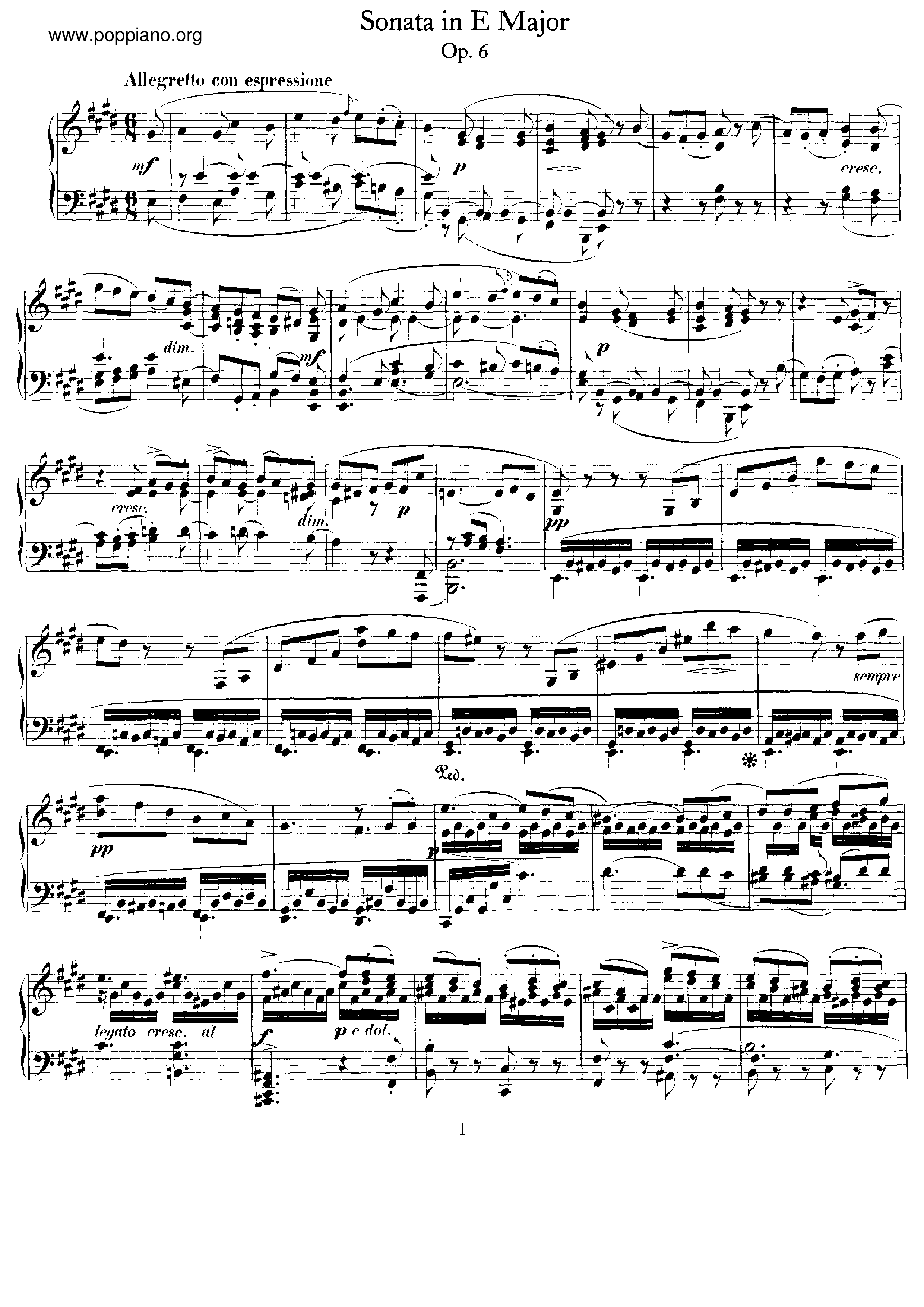Sonata No.1, Op.6琴譜