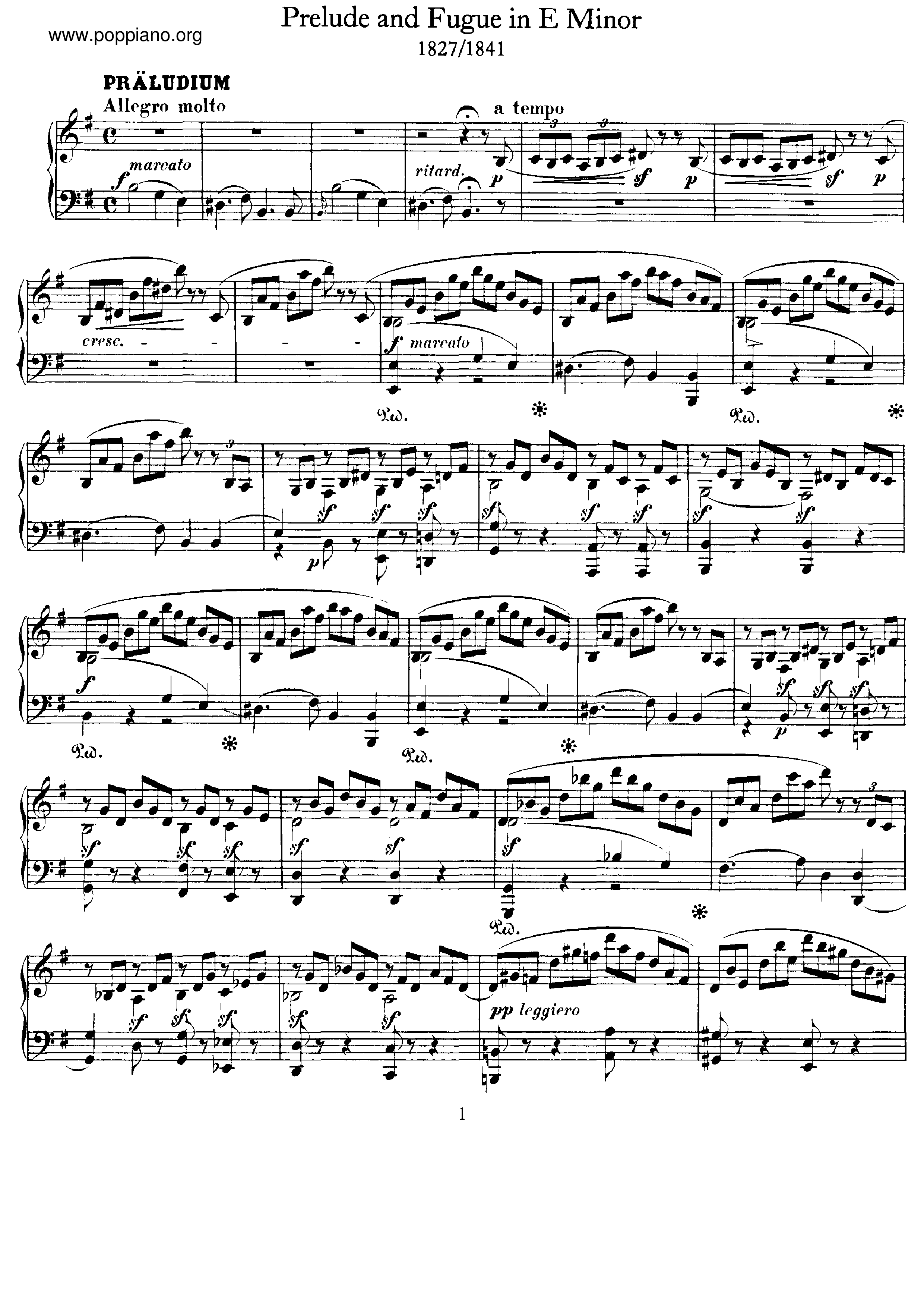 Prelude and Fugue, WoO 13 Score