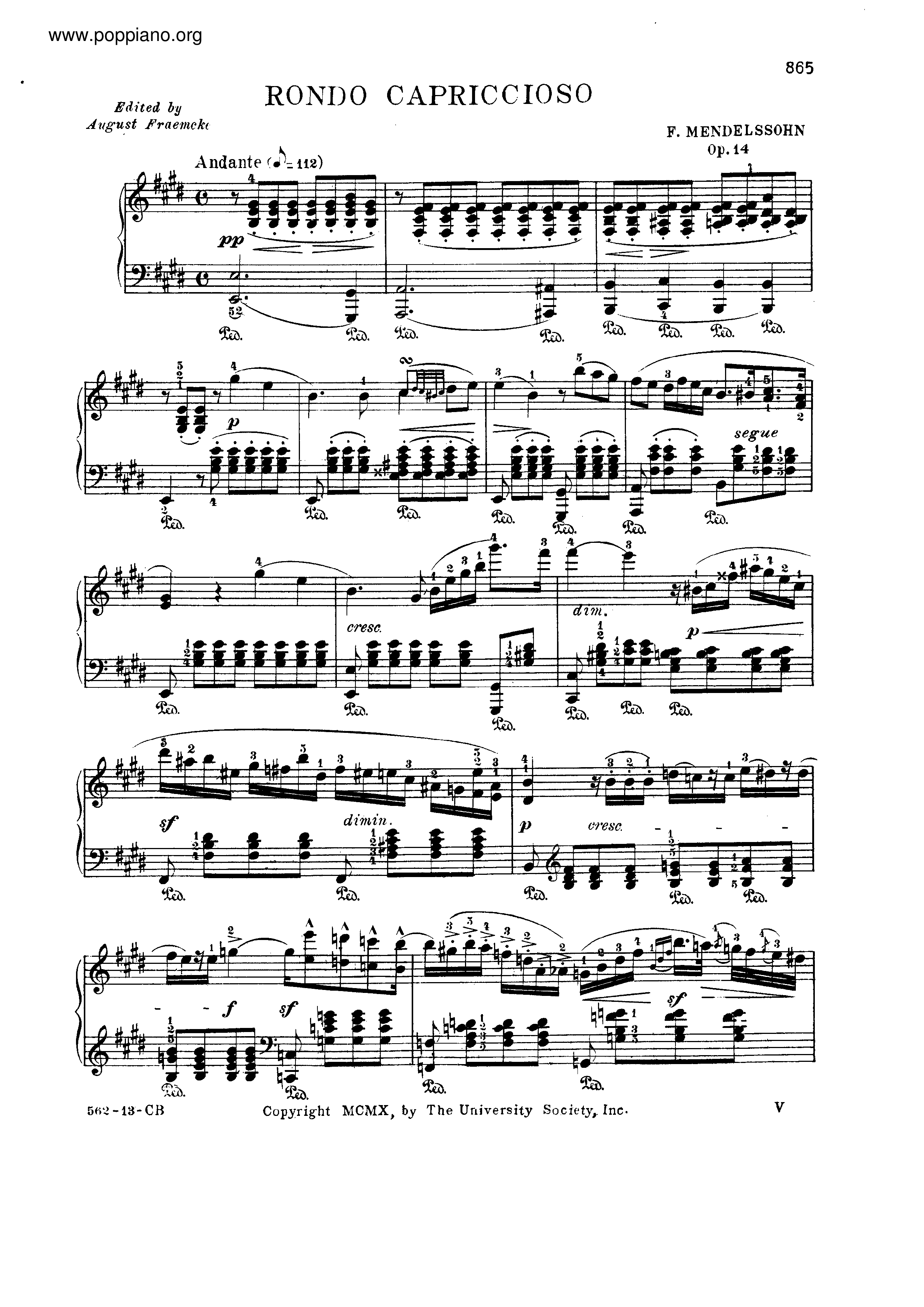 Rondo capriccioso Op.14 Score
