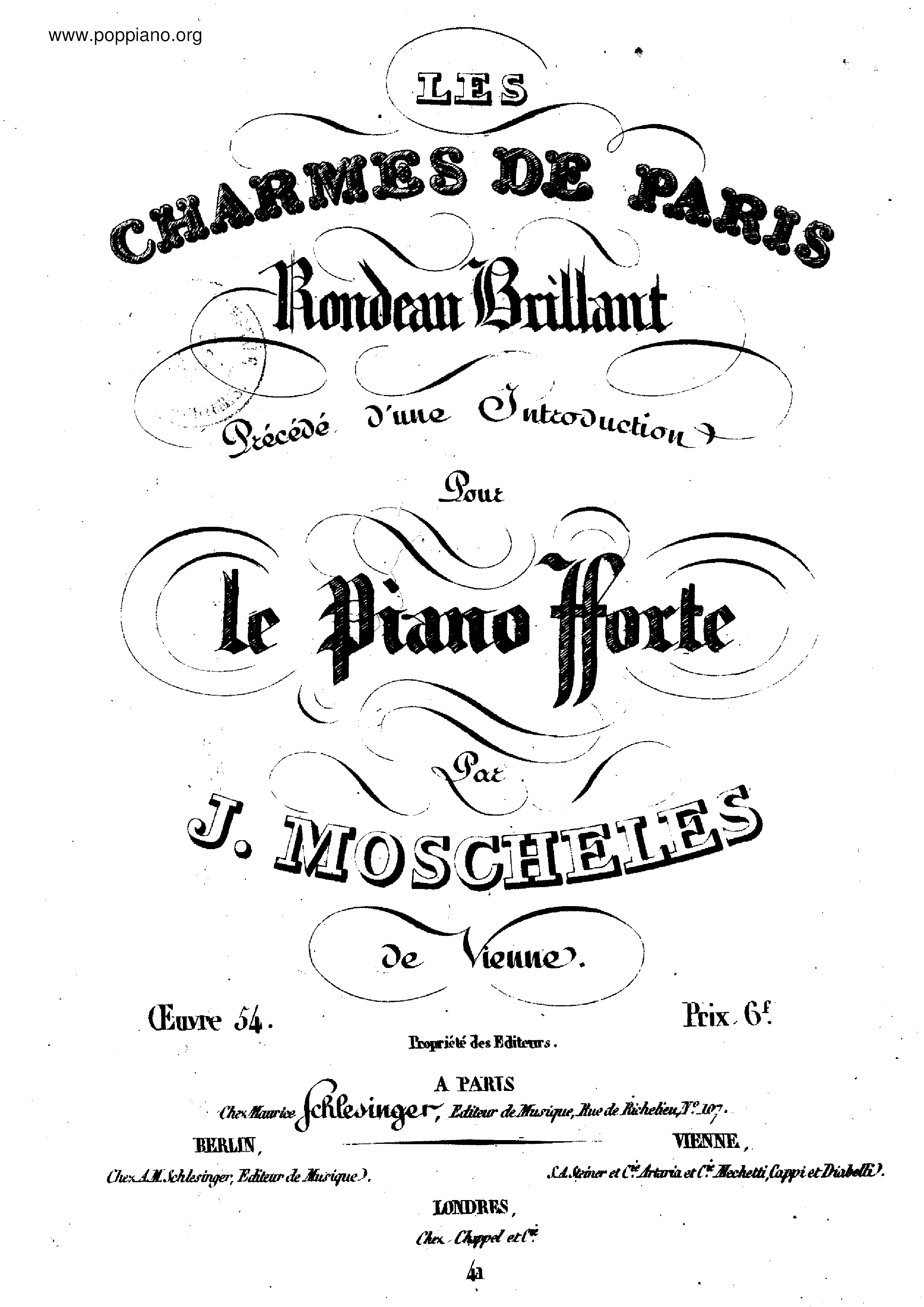 Les Charmes de Paris, Op.54ピアノ譜