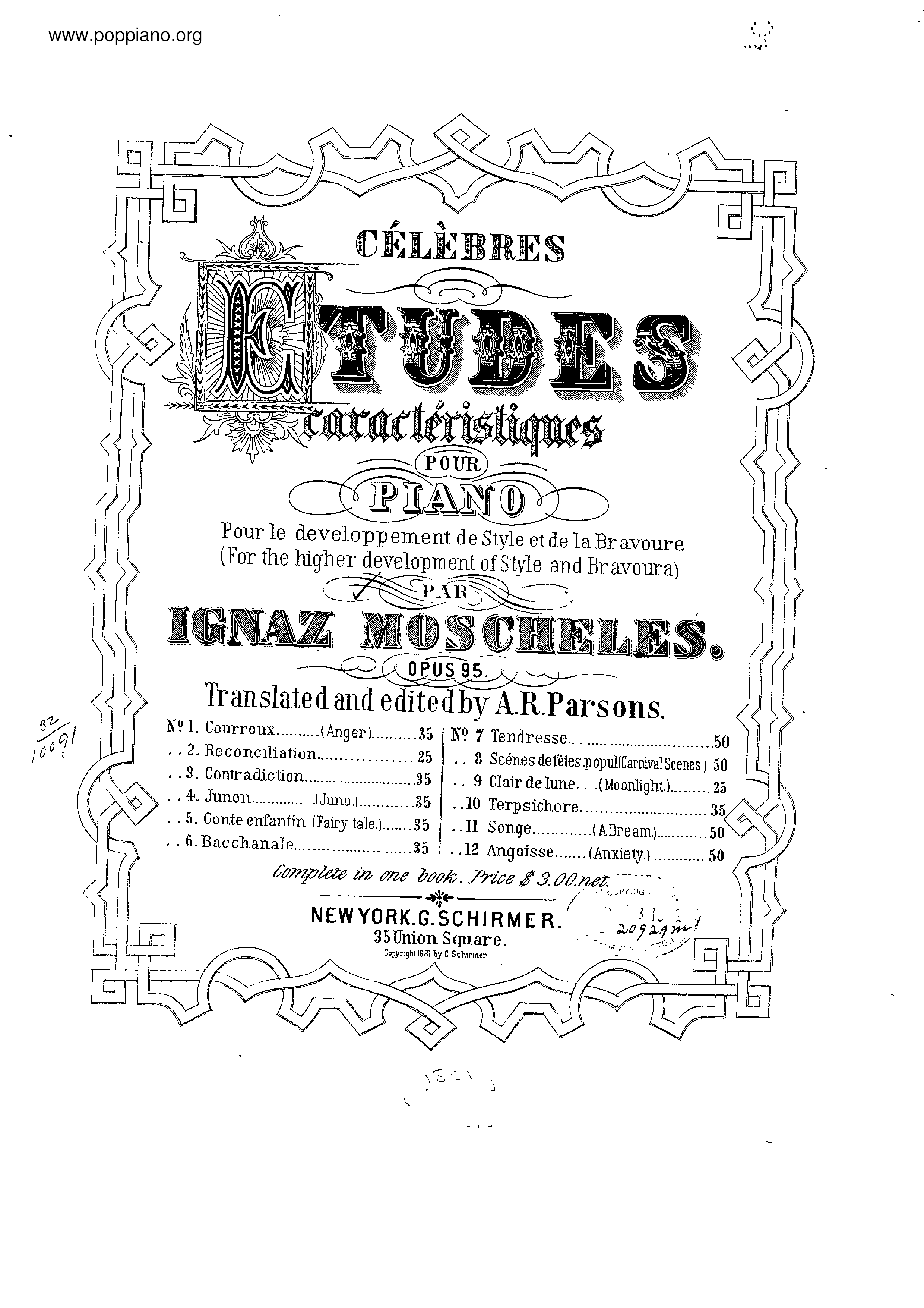 12 Etudes, Op.95ピアノ譜