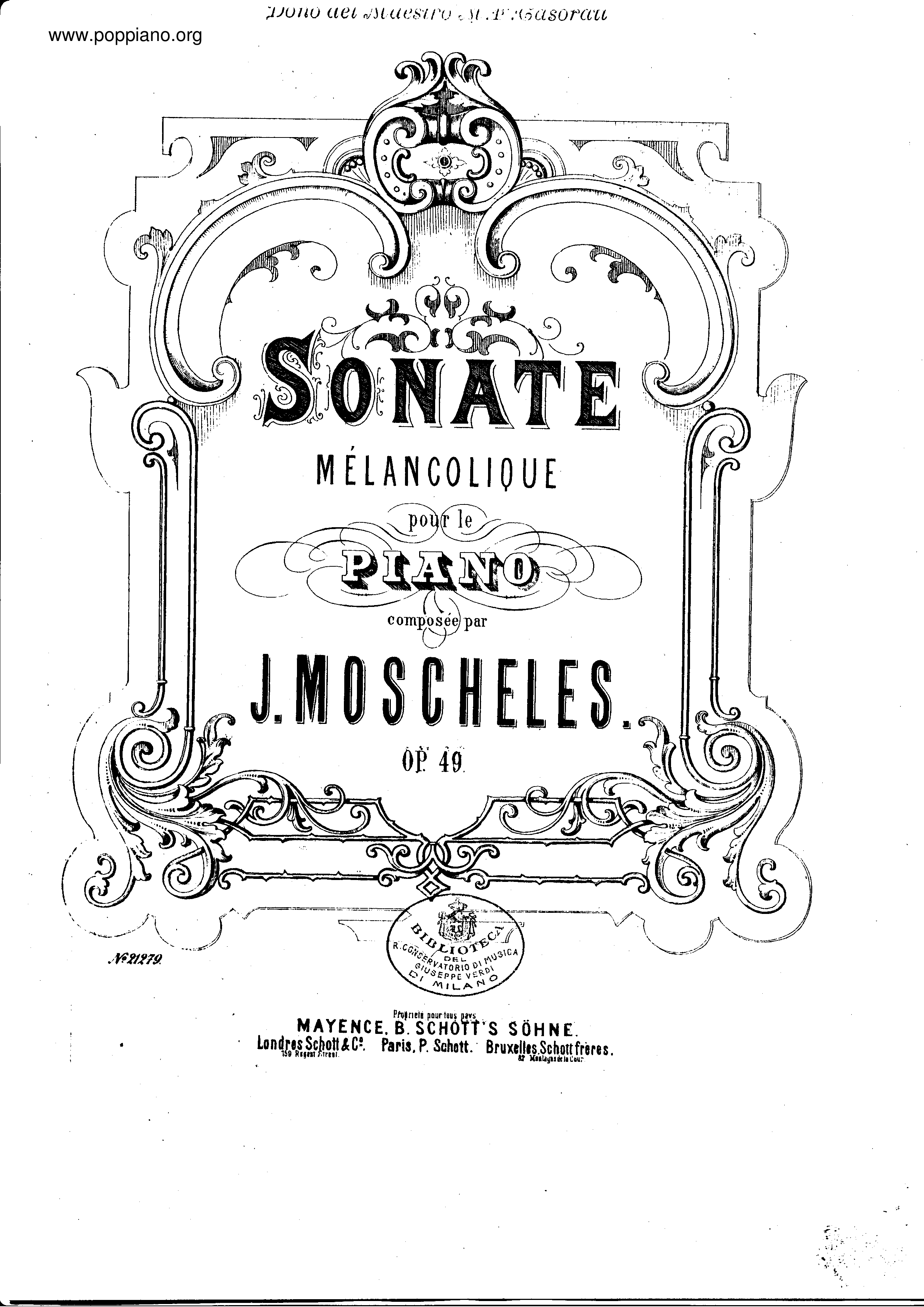 Sonata Melancolique, Op.49 Score