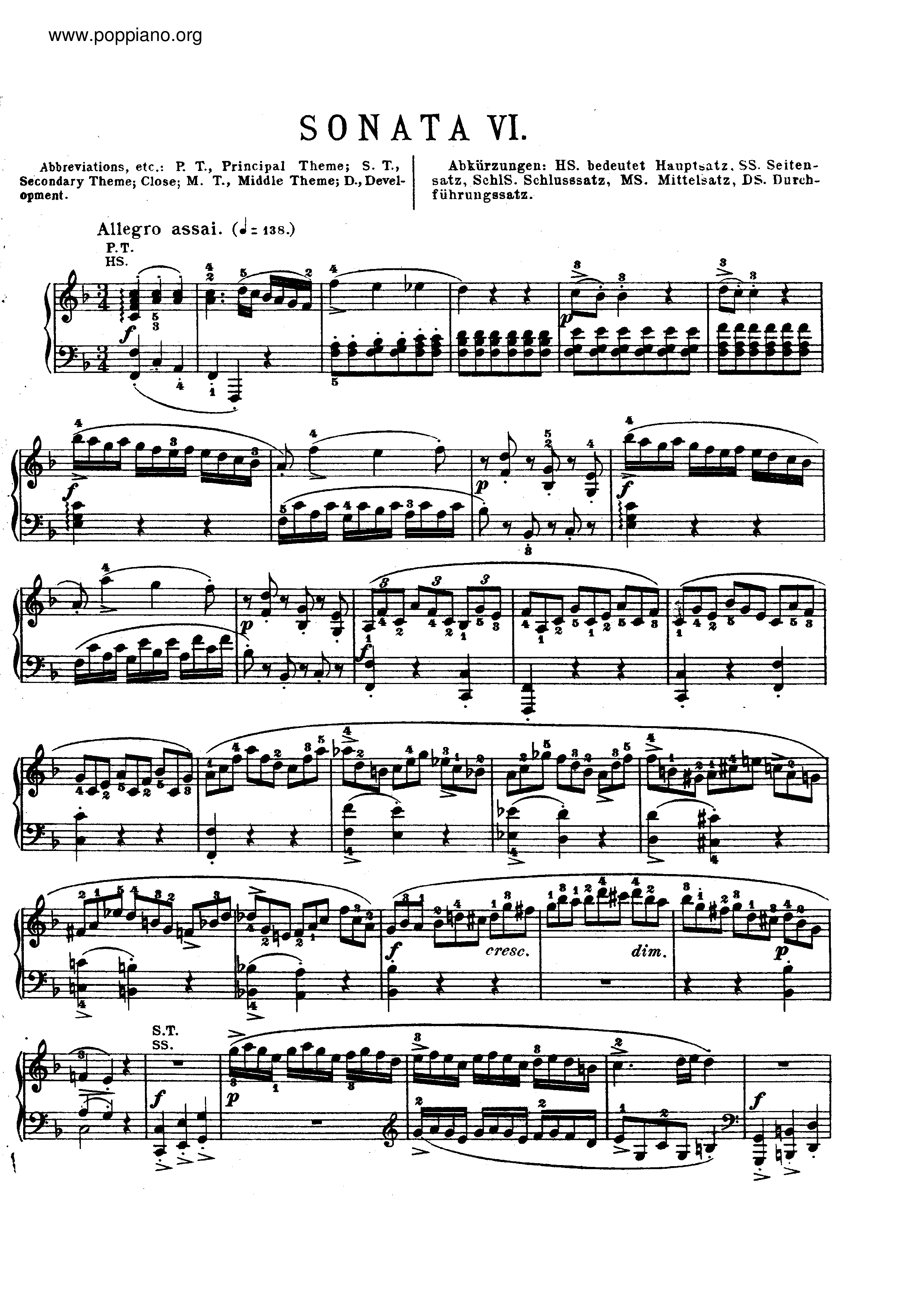 Piano Sonata in F major, K. 280琴谱