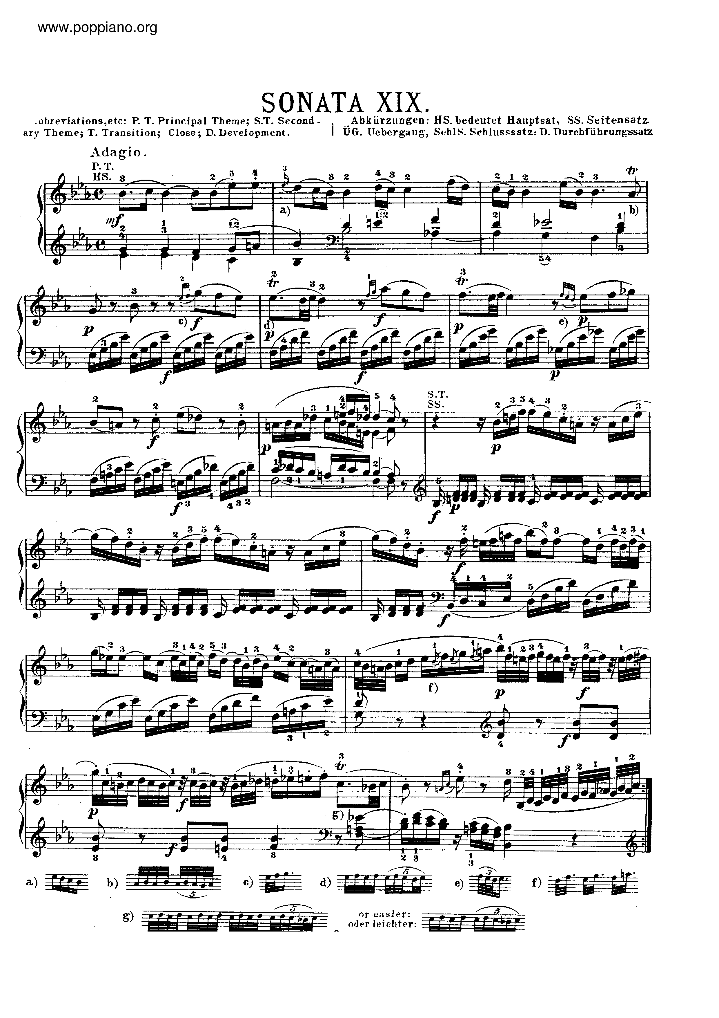 Piano Sonata in E flat major, K. 282ピアノ譜