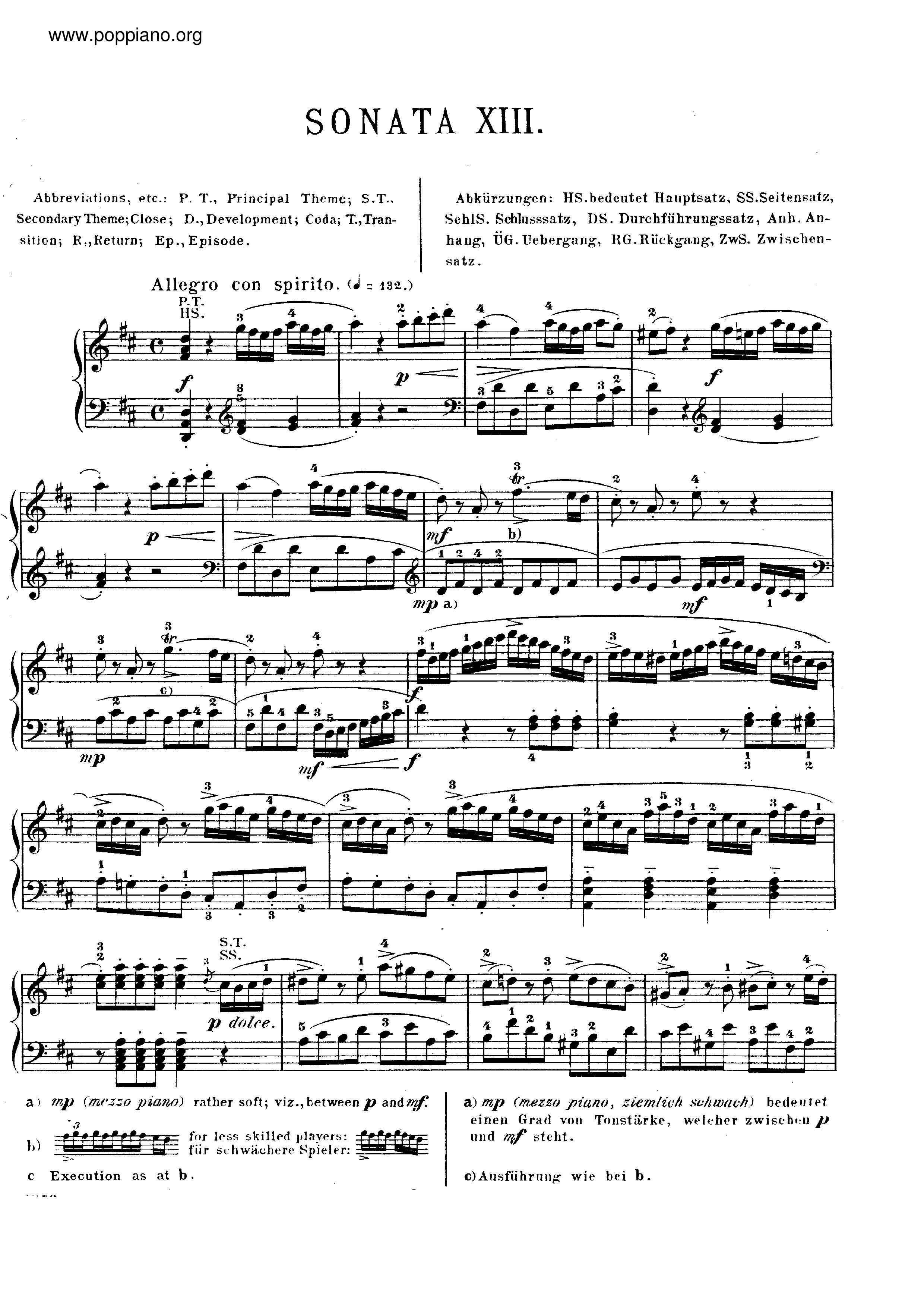 Piano Sonata No.9 In D Major, K. 311琴谱