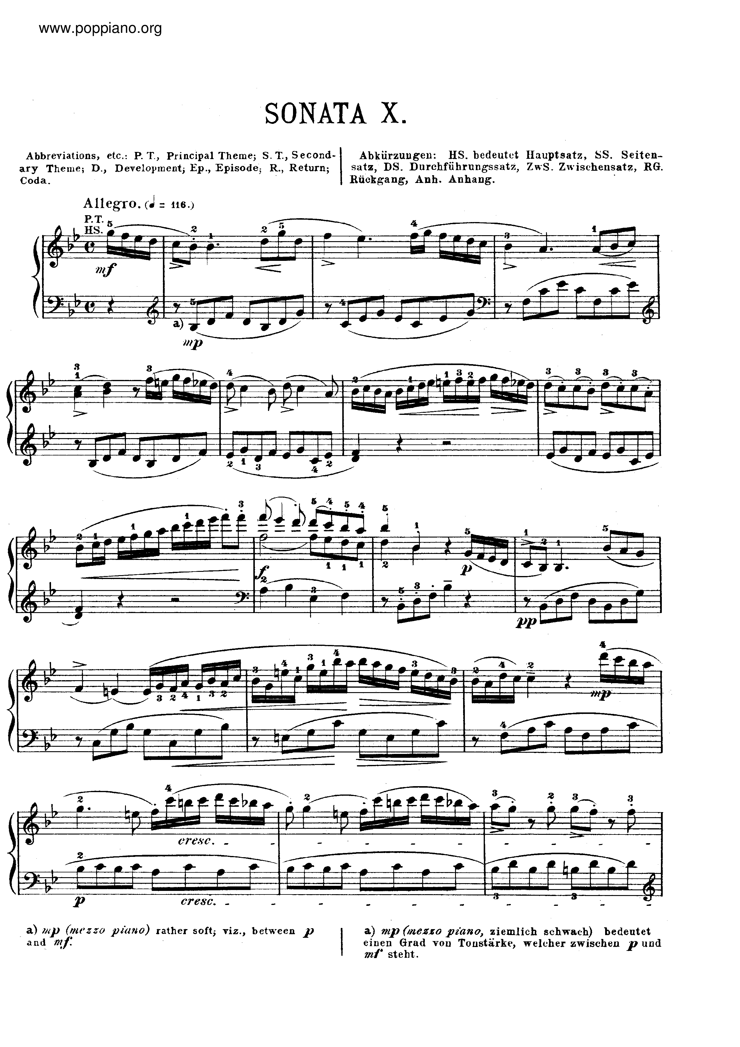 Piano Sonata in B flat major, K. 333ピアノ譜