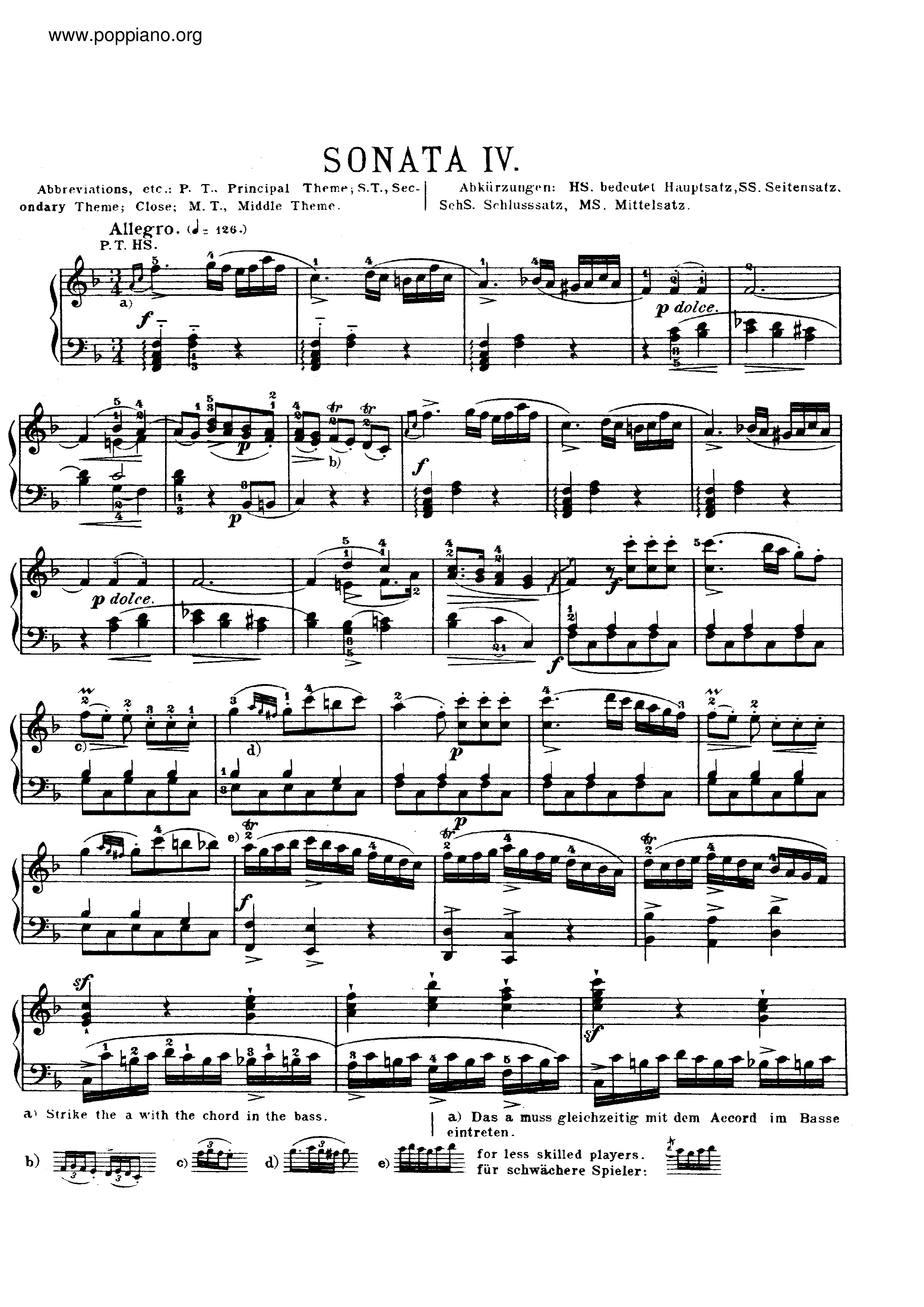 Piano Sonata in F major, K. 547a Score