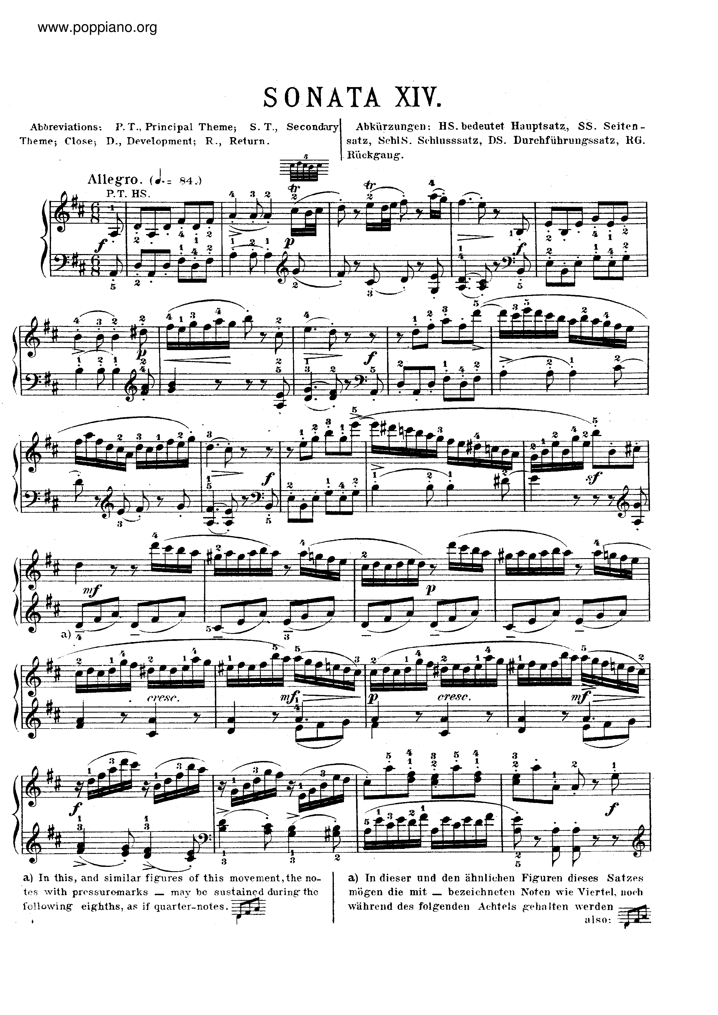 Piano Sonata in D major, K. 576ピアノ譜