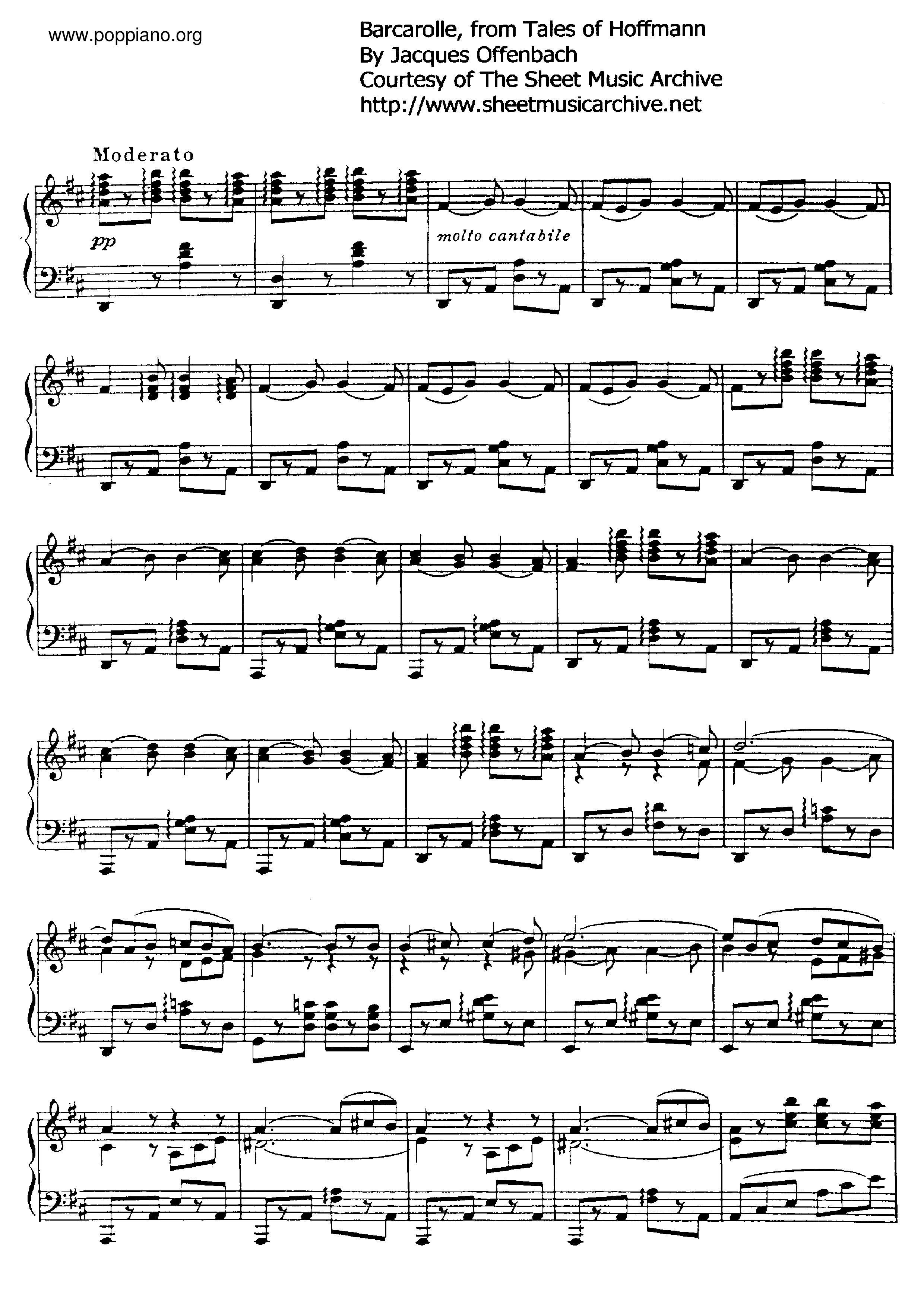 Barcarolle, from Tales of Hoffmann Score