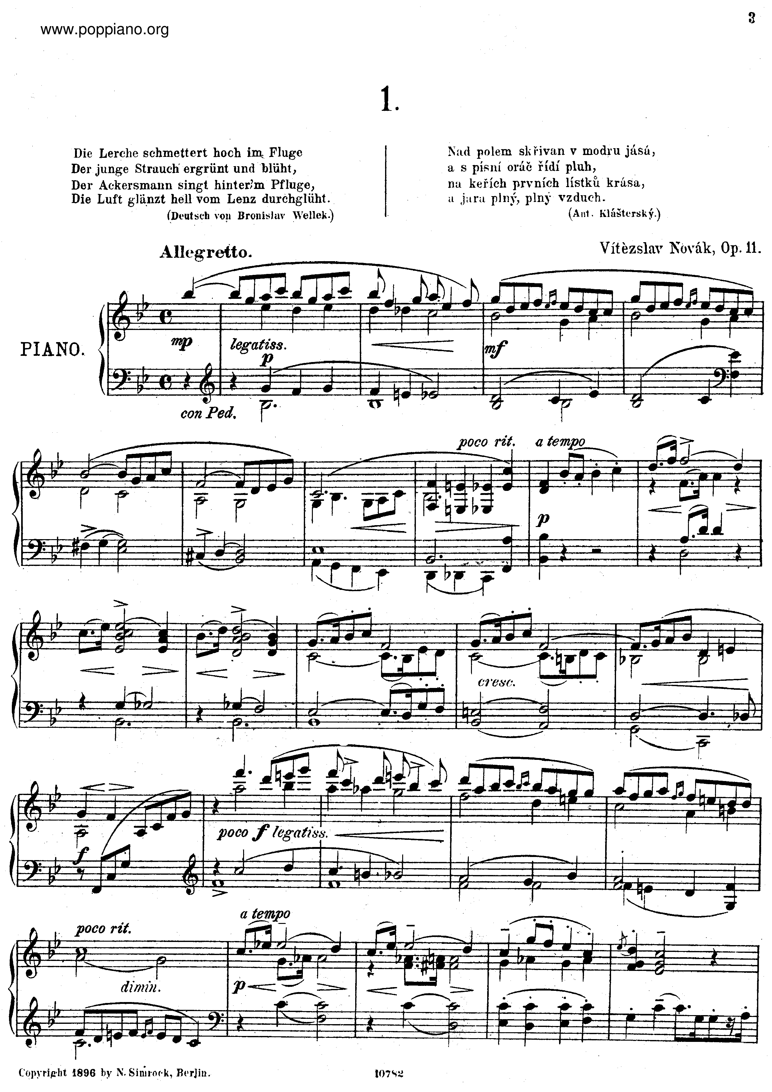Eklogen, Op.11 Score