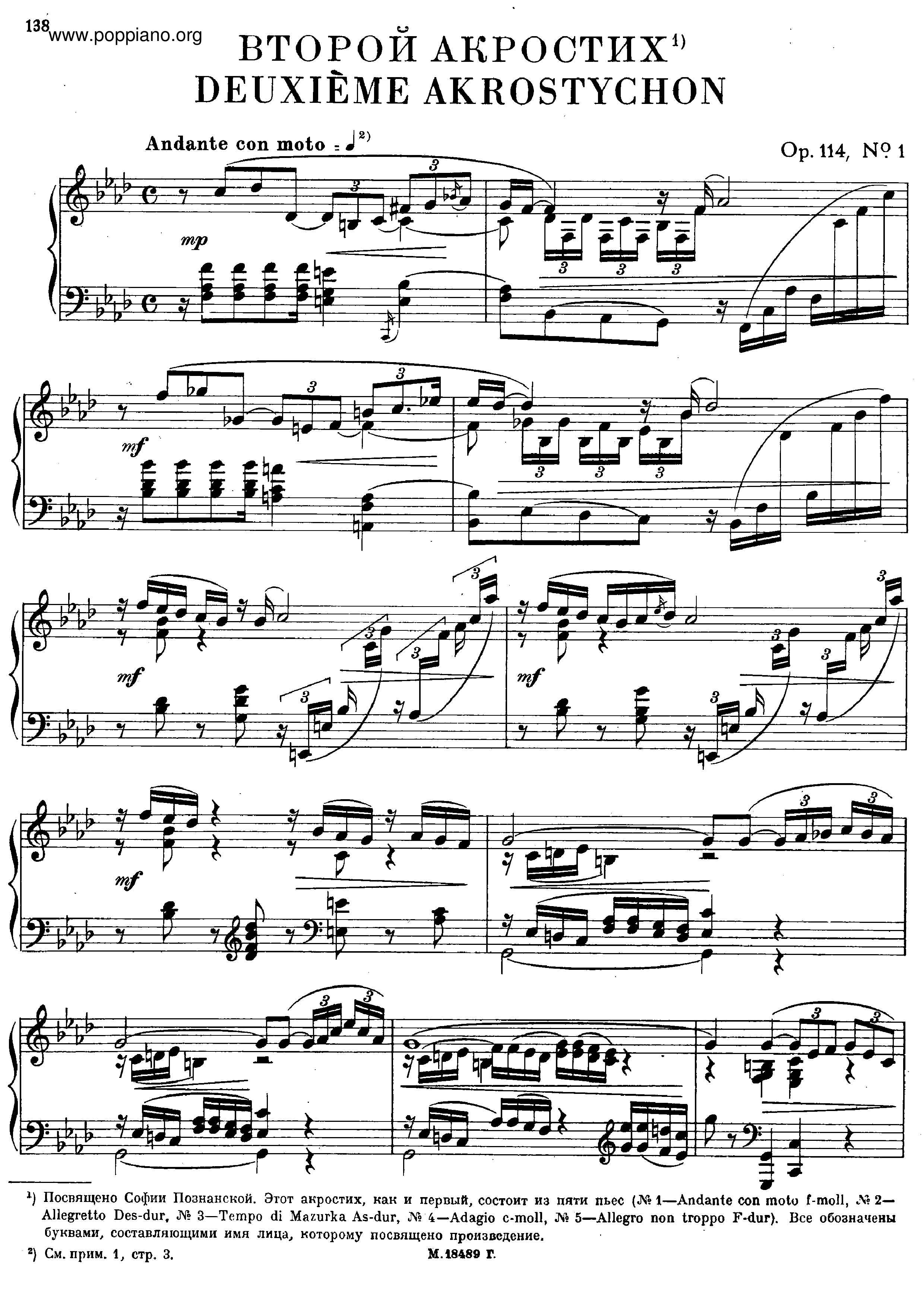 Acrostychon No.2, Op.114琴譜