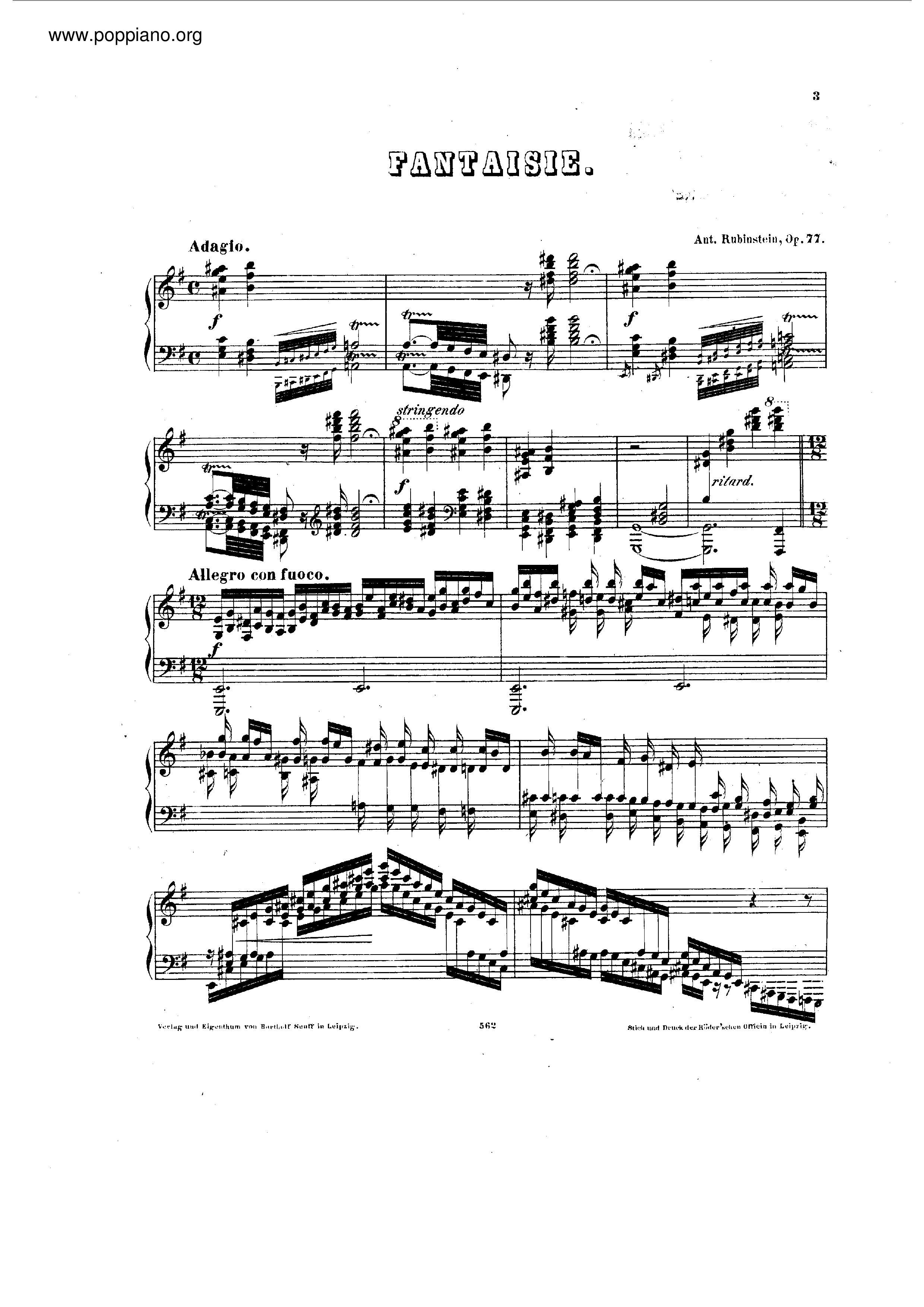 Fantaisie, Op.77琴譜