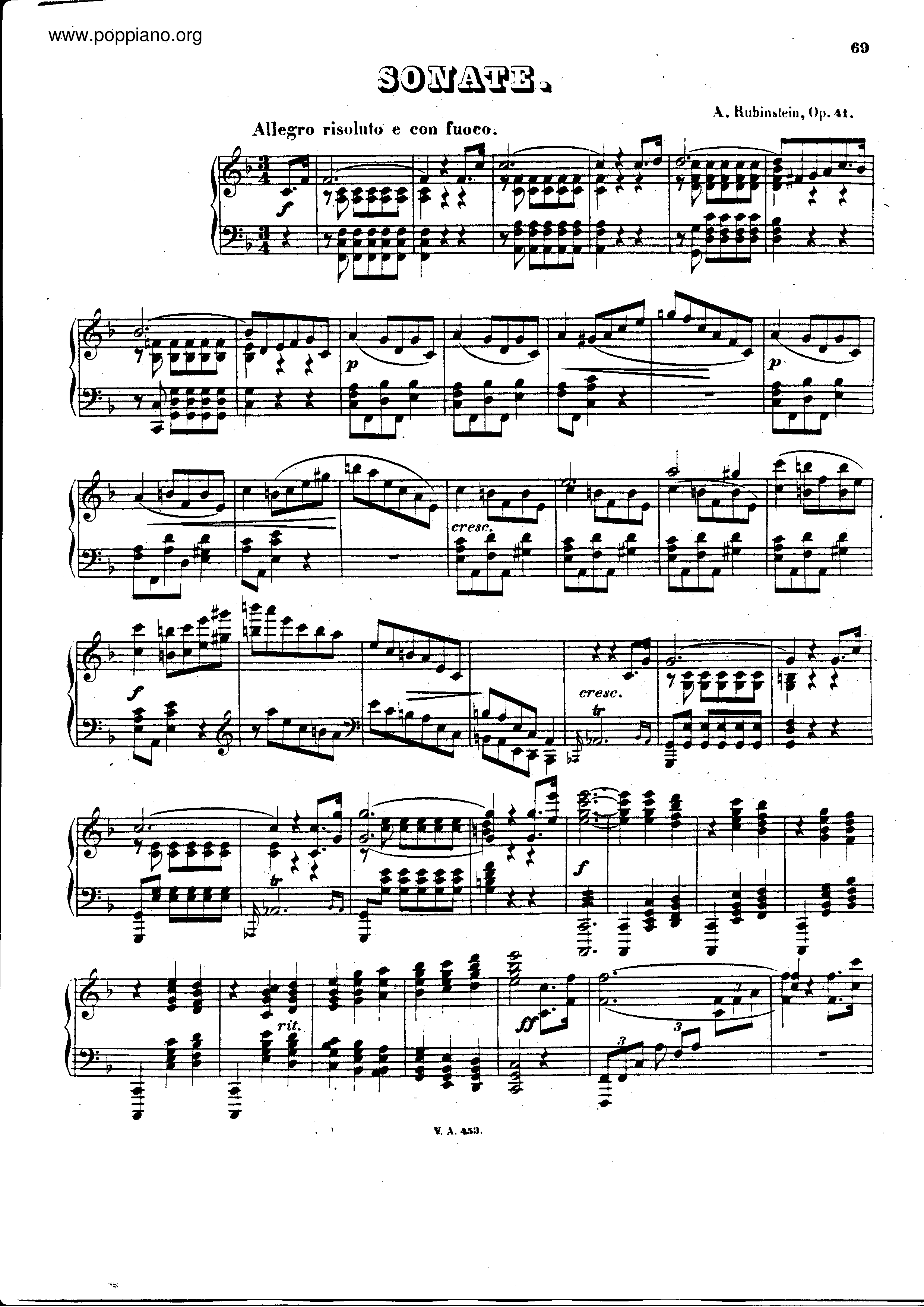 Piano sonata no.3 in F major, Op.41 Score