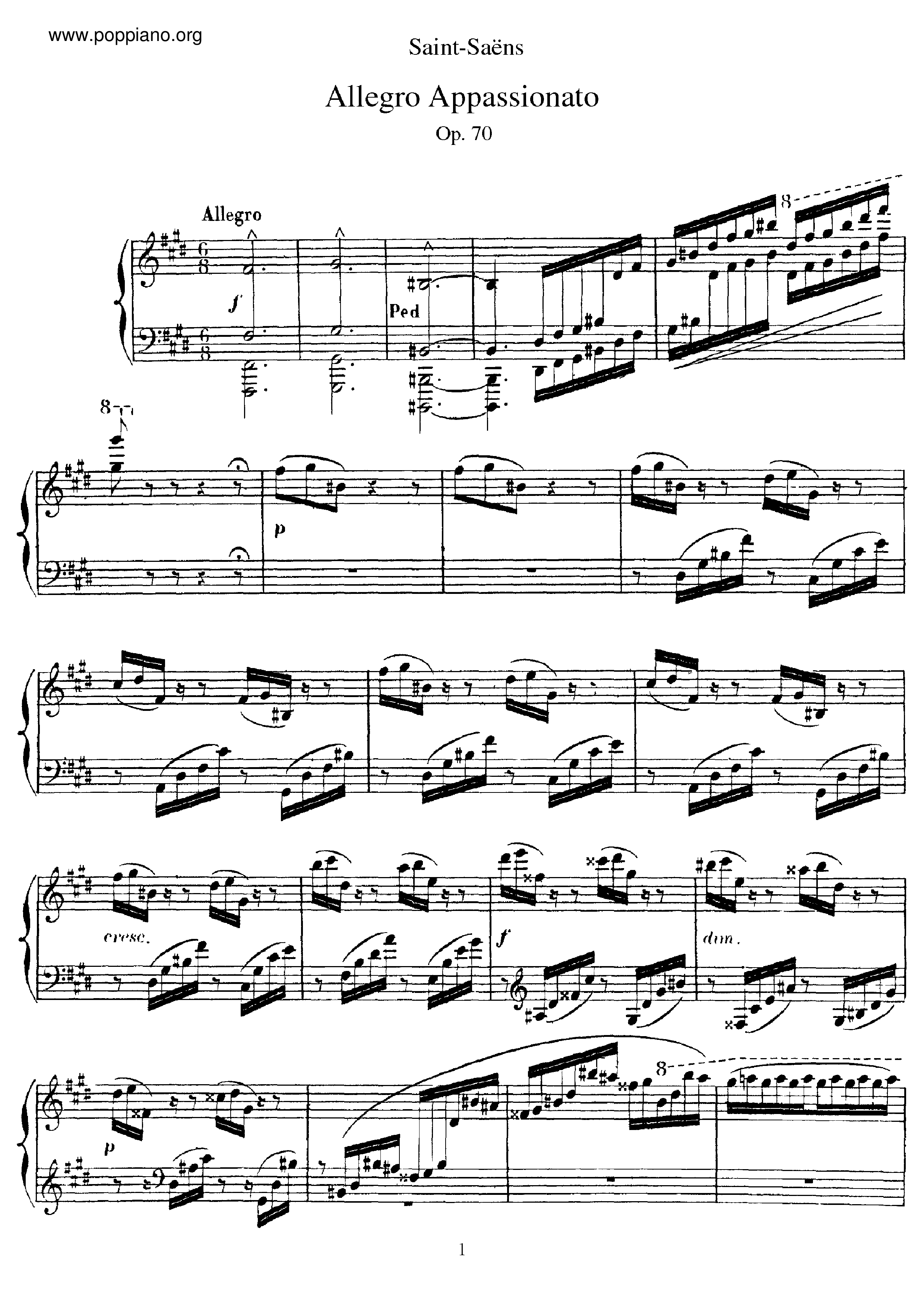 Allegro Appassionato, Op.70 Score