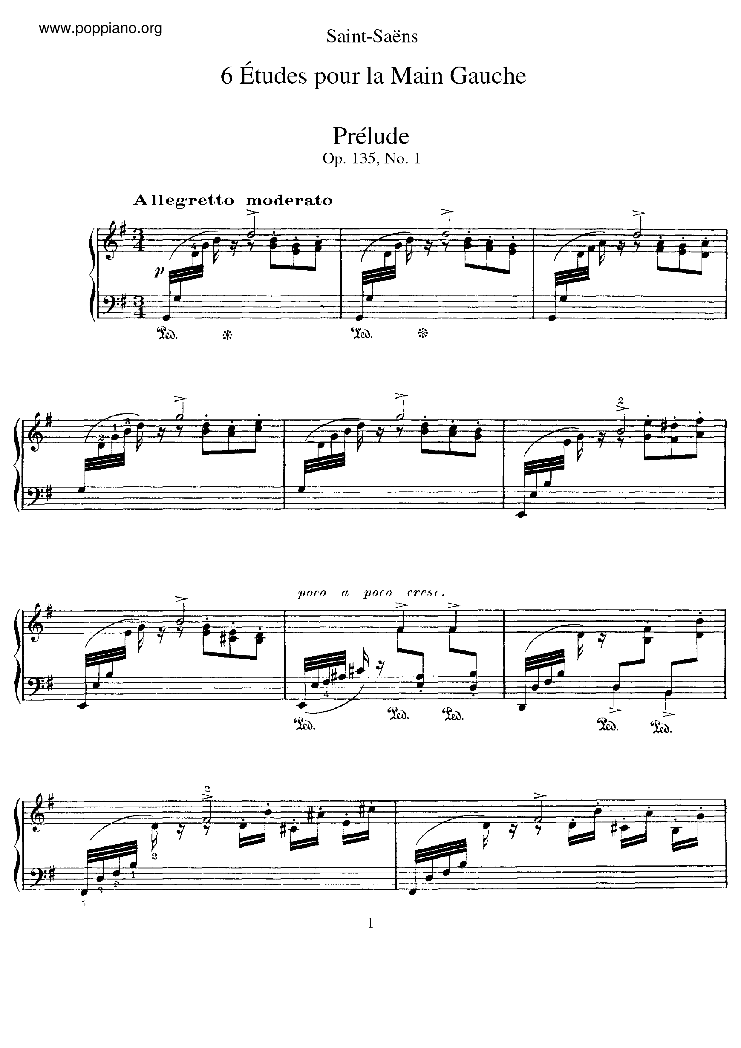6 Etudes for the Left Hand, Op.135 Score