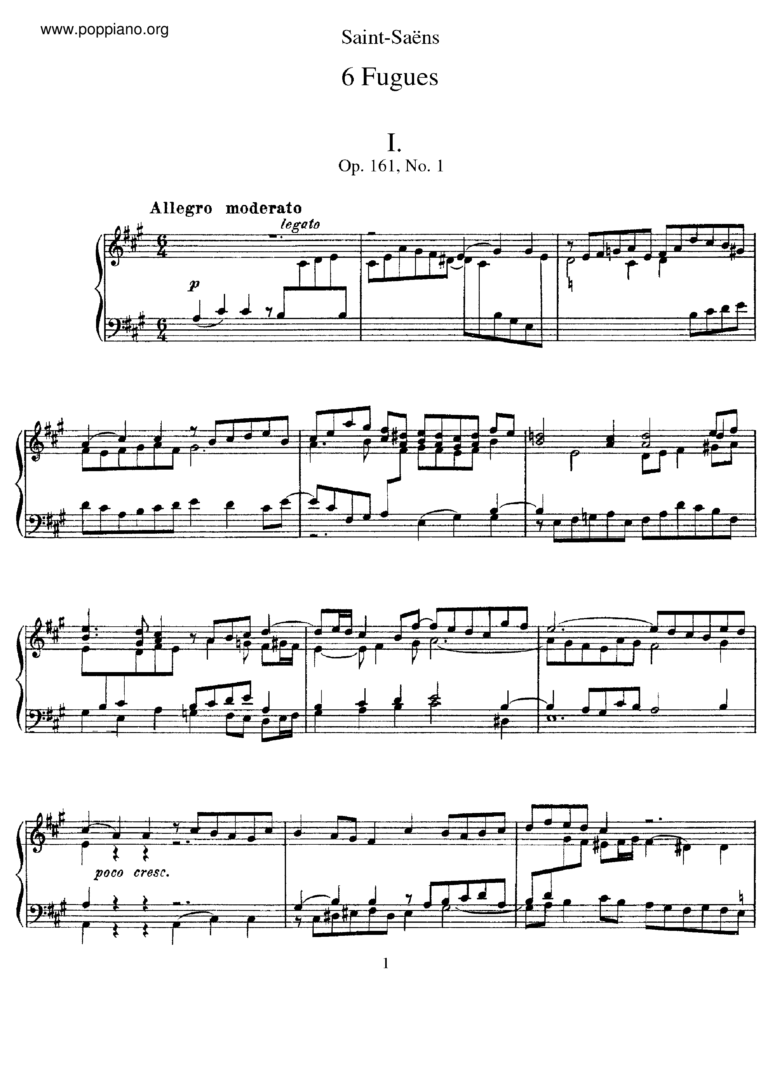 6 Fugues, Op.161琴譜
