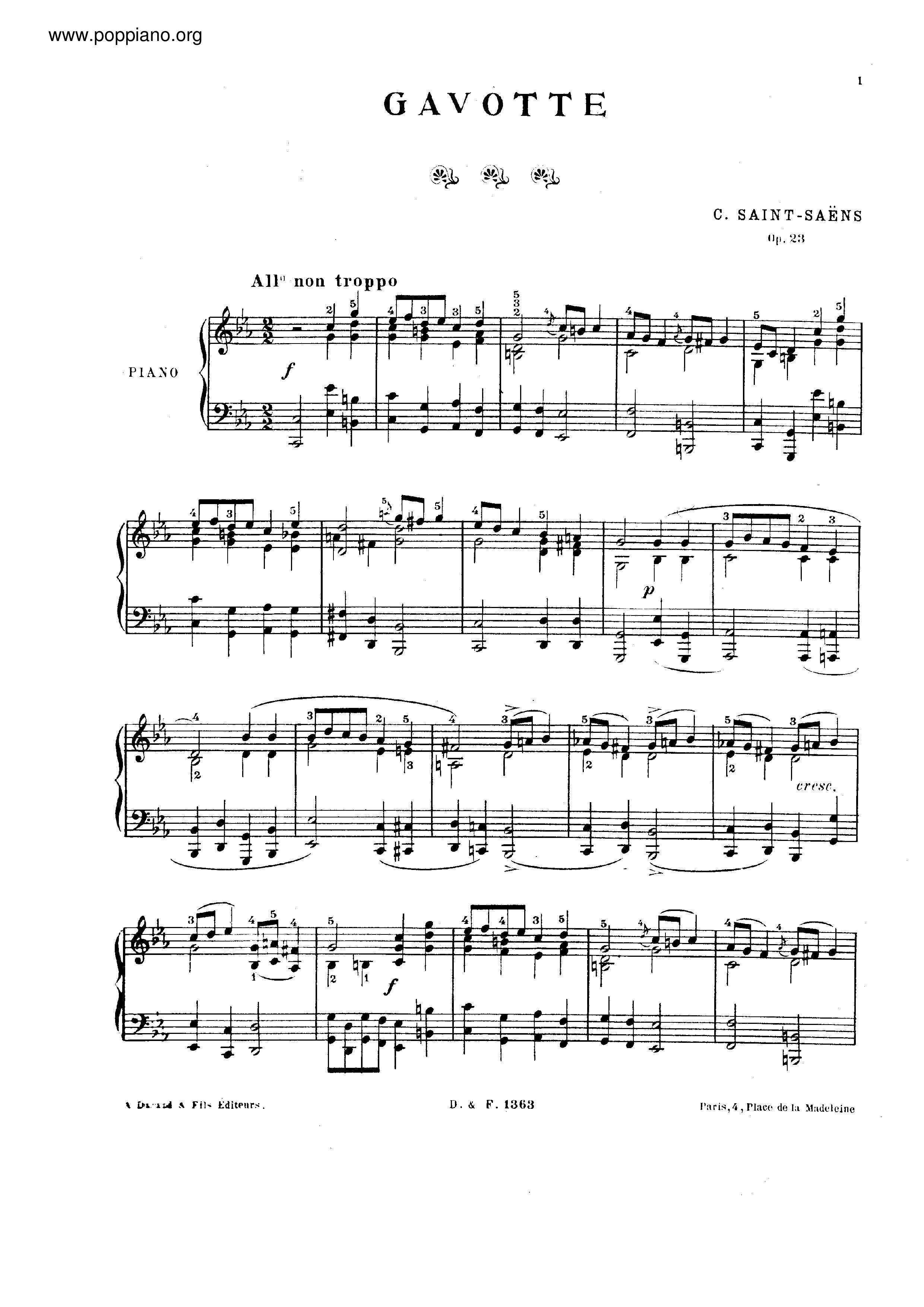 Gavotte in C minor, Op. 23ピアノ譜