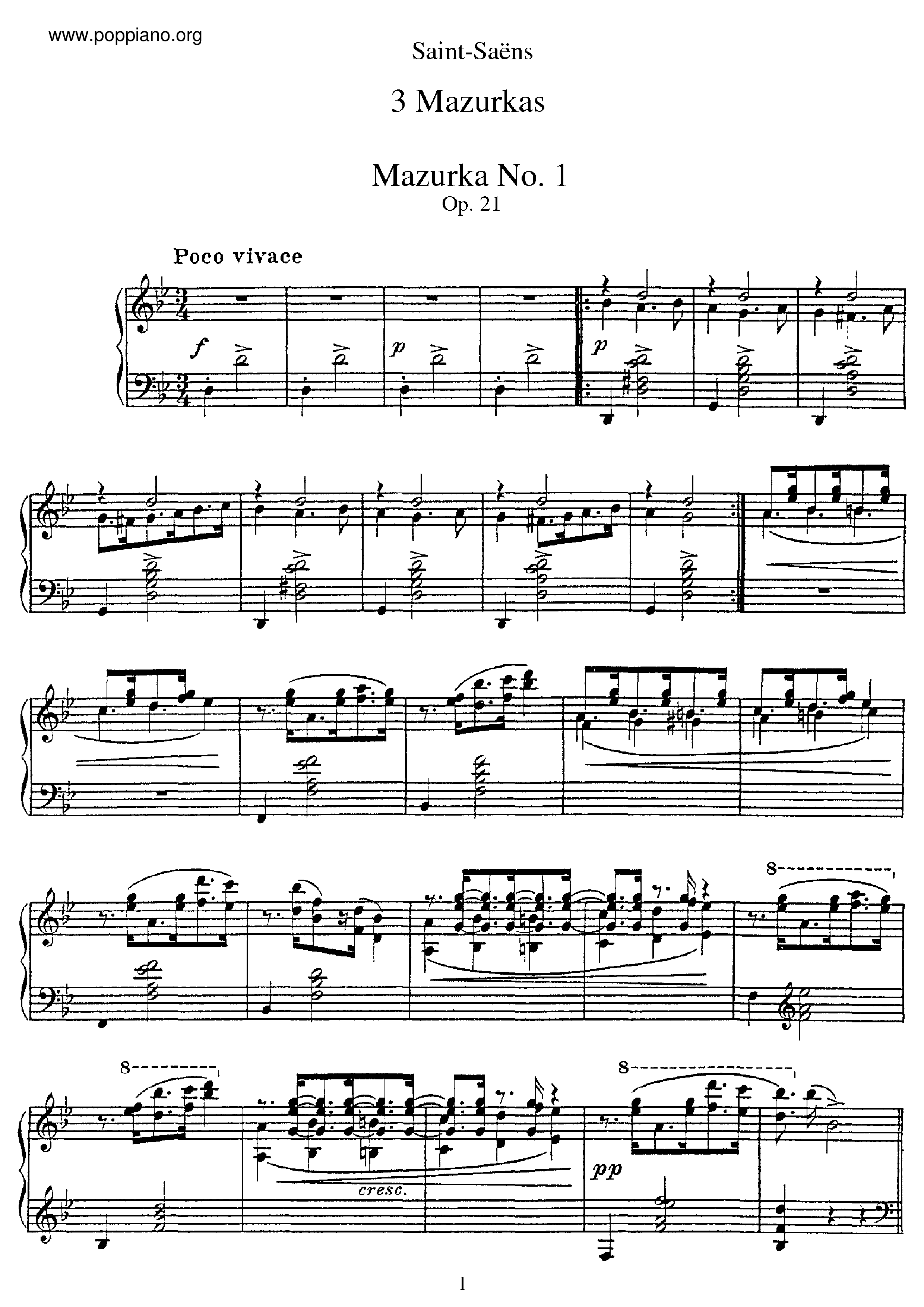 3 Mazurkas, Opp. 21, 24, 66琴谱