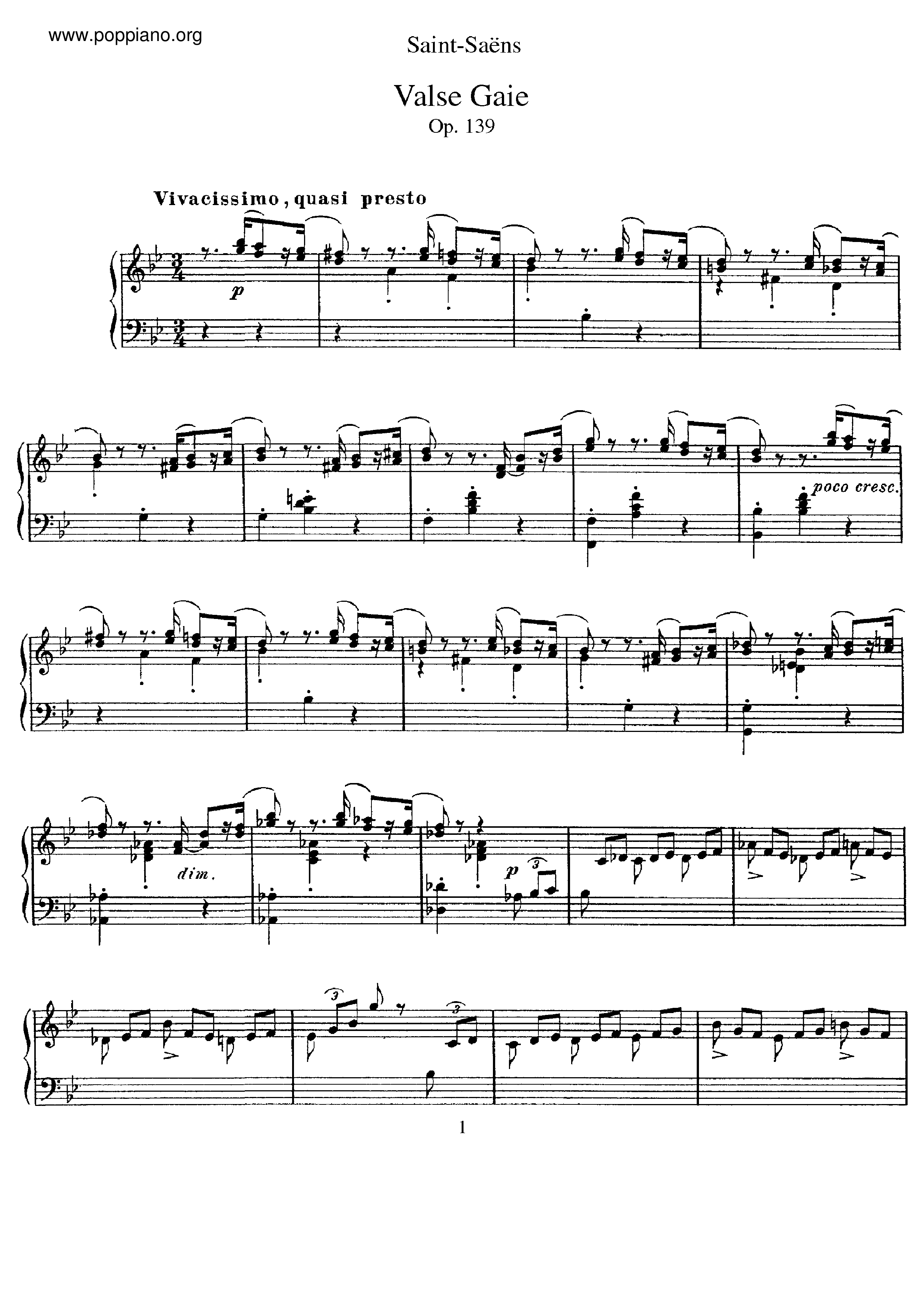Valse Gaie, Op.139ピアノ譜