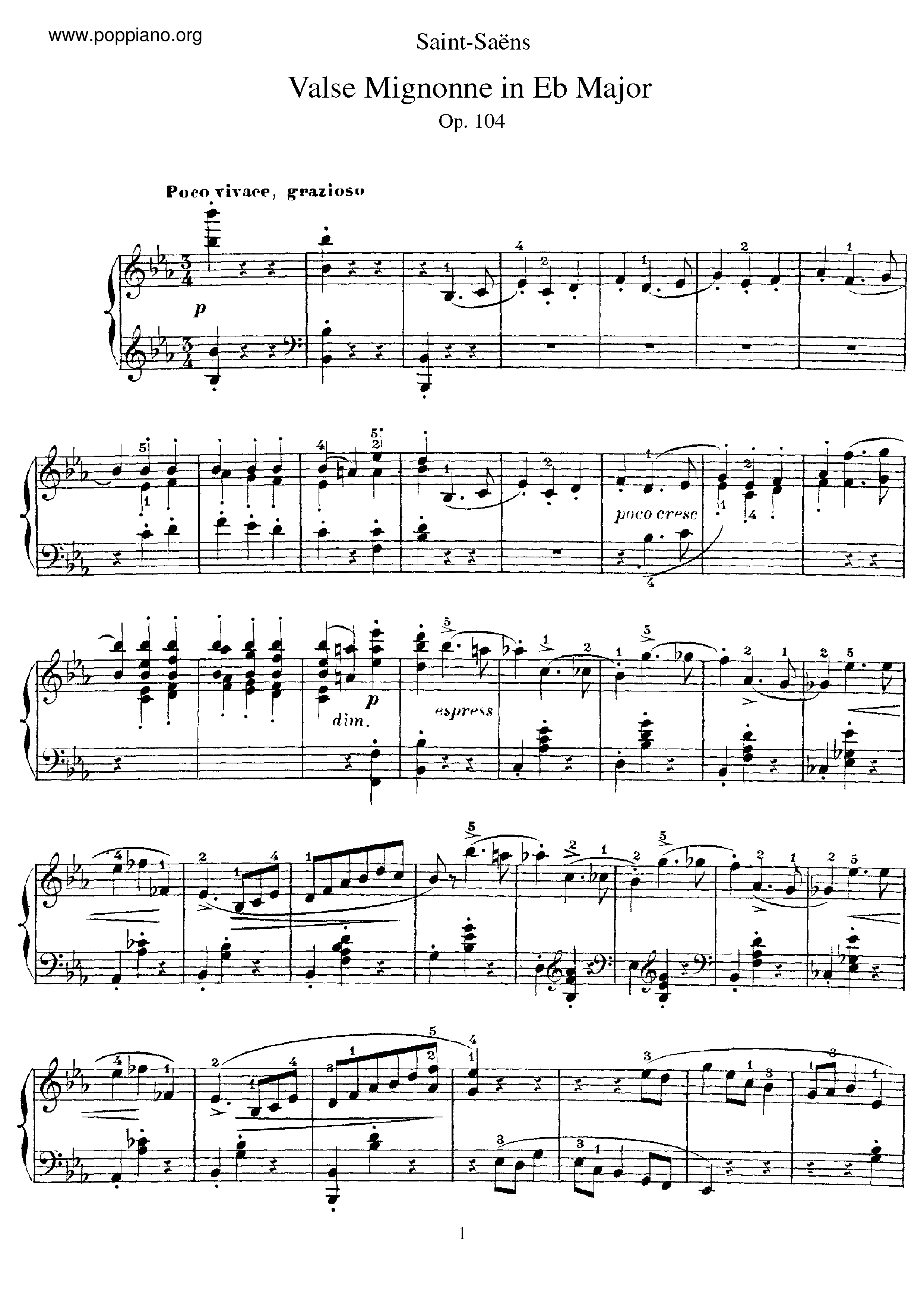 Valse Mignonne, Op.104 Score