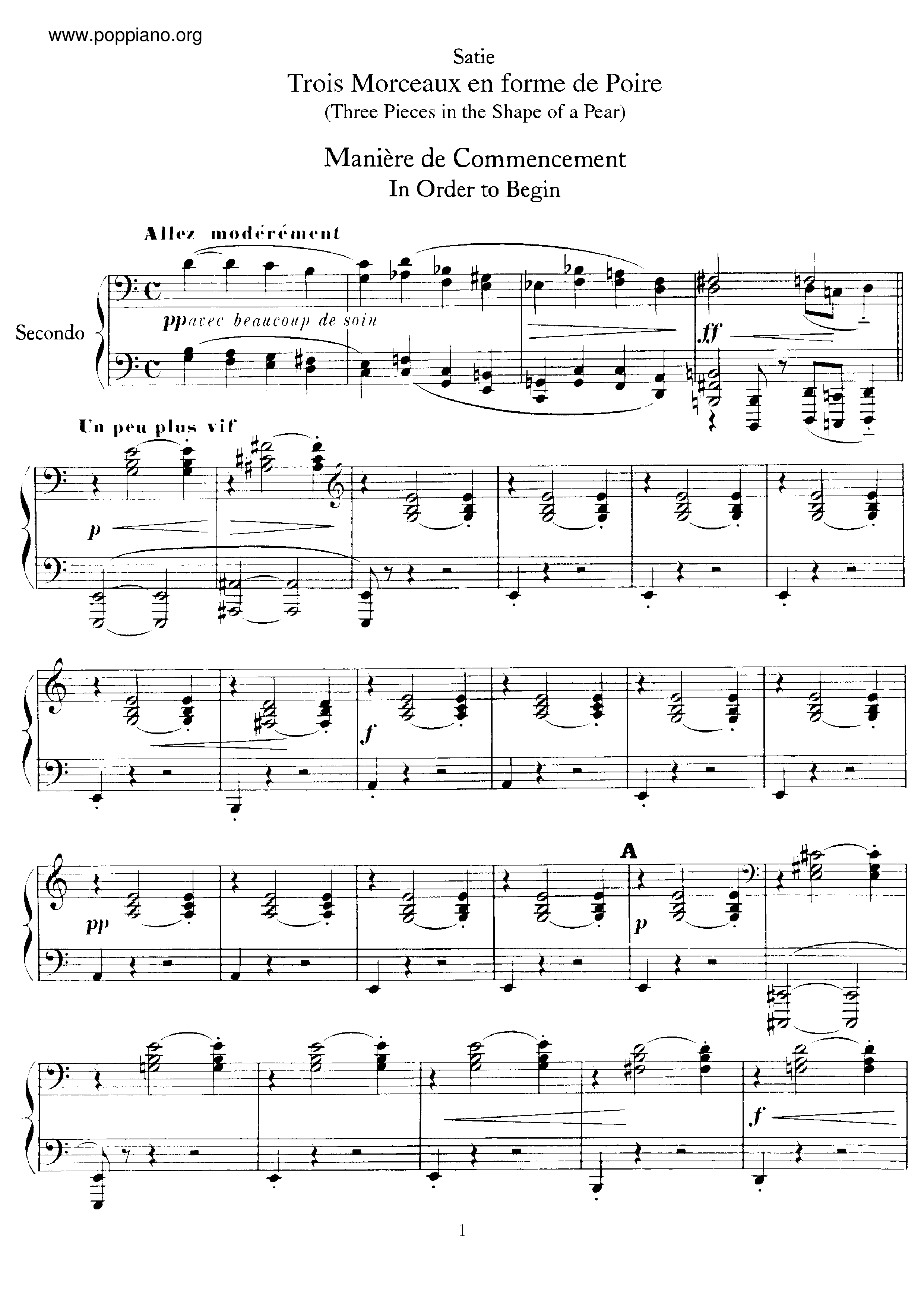 3 Morceaux en Forme de Poire琴譜