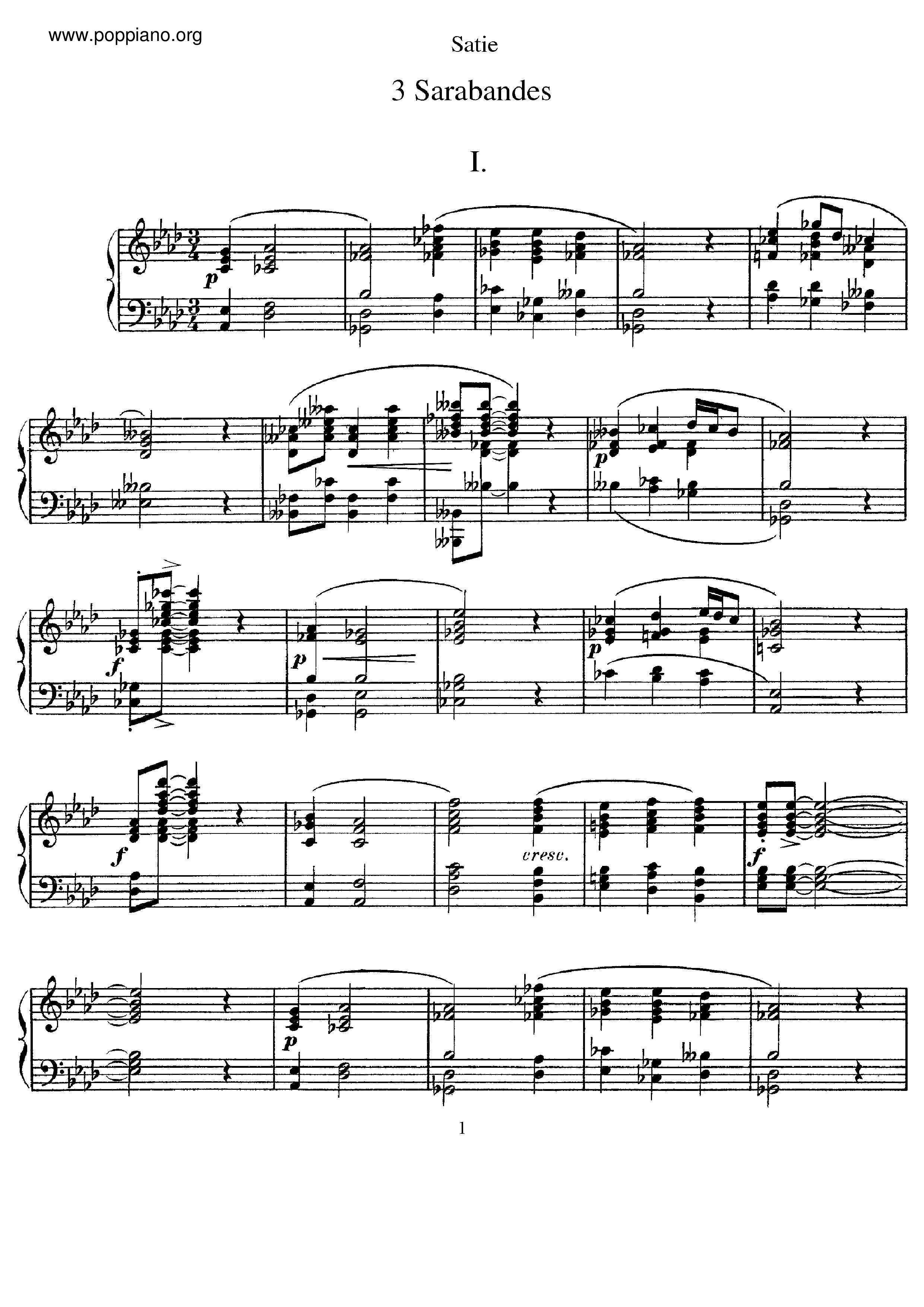 3 Sarabandes琴谱