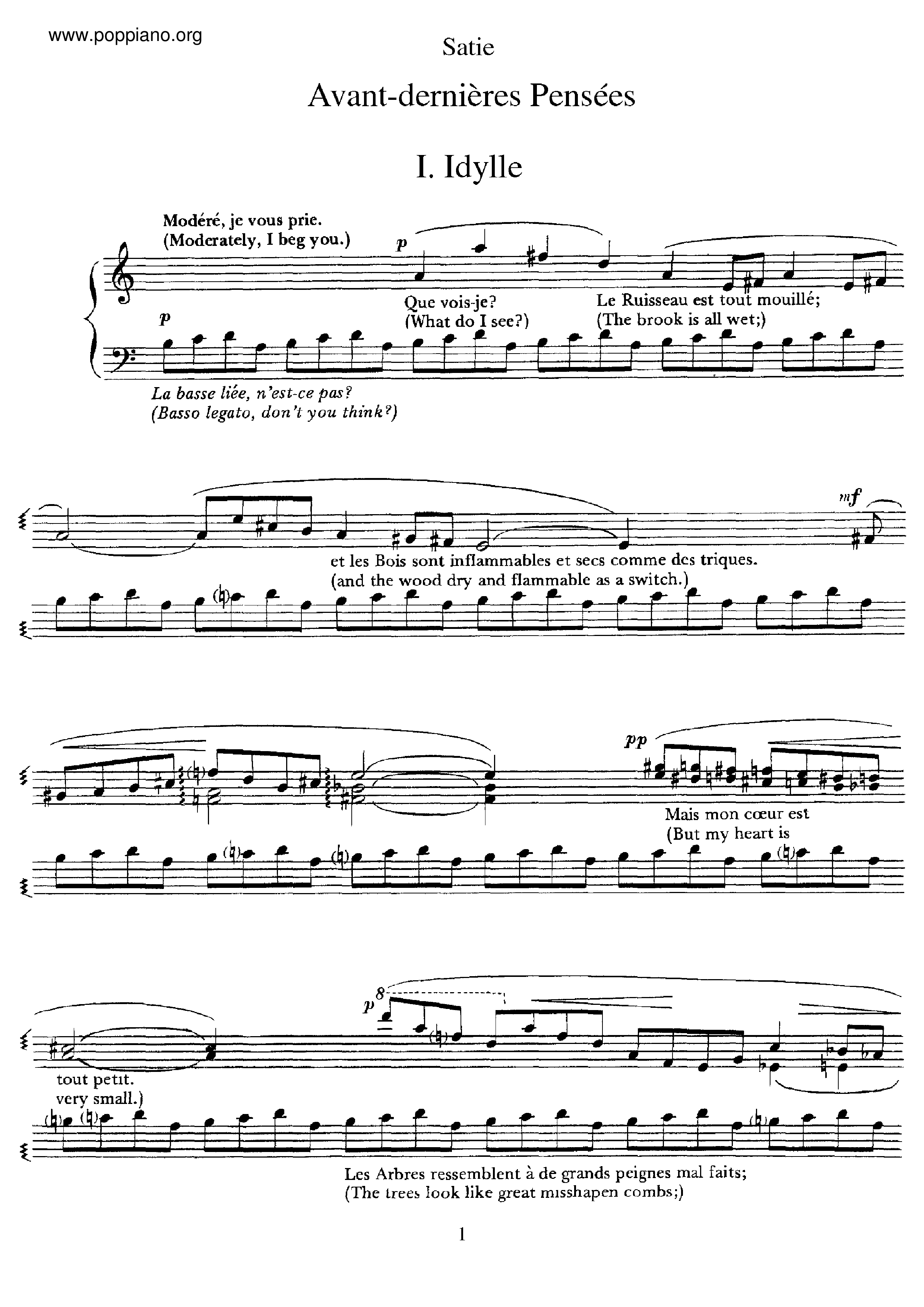 Avant-dernieres pensees Score