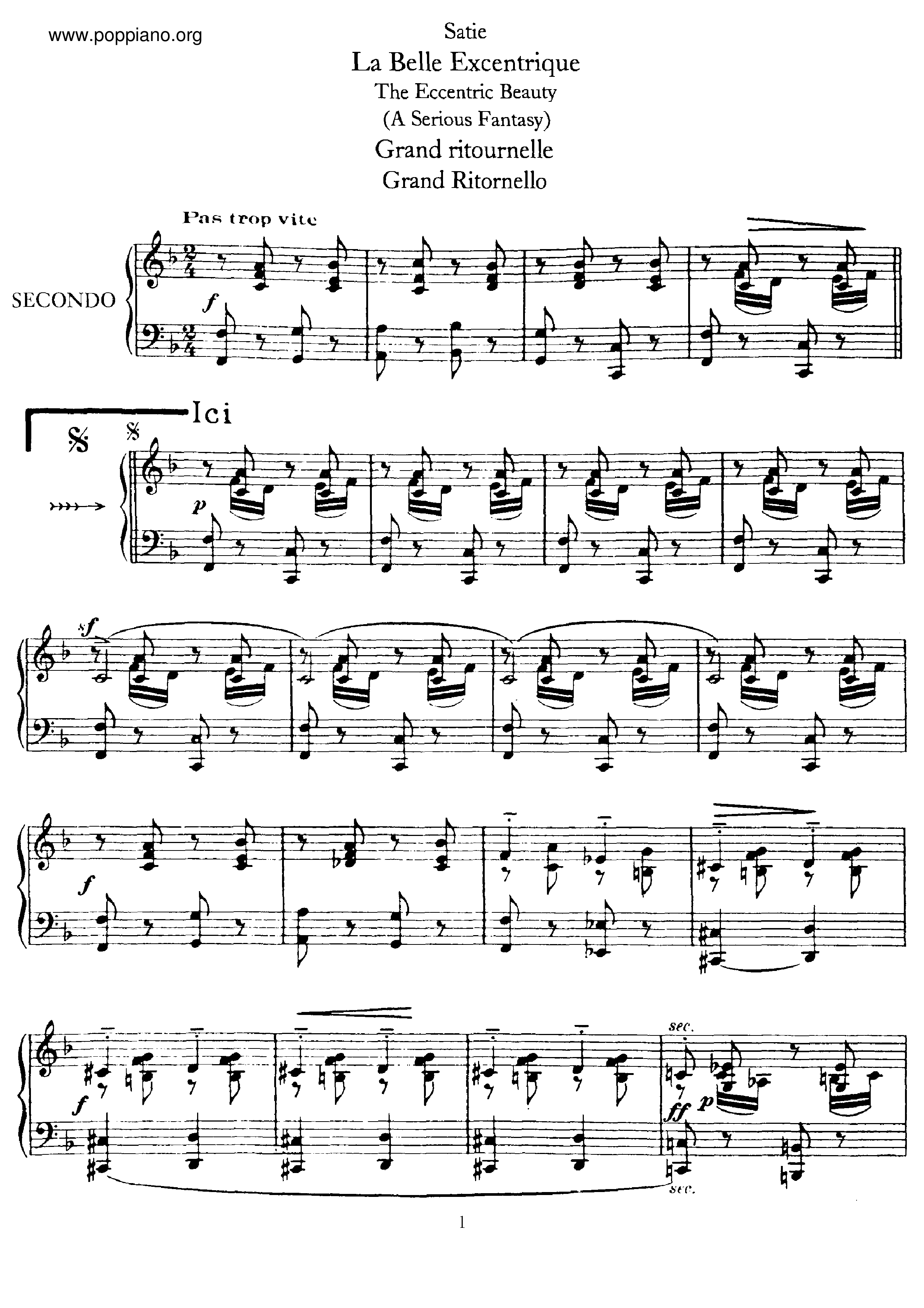 La Belle Excentrique Score