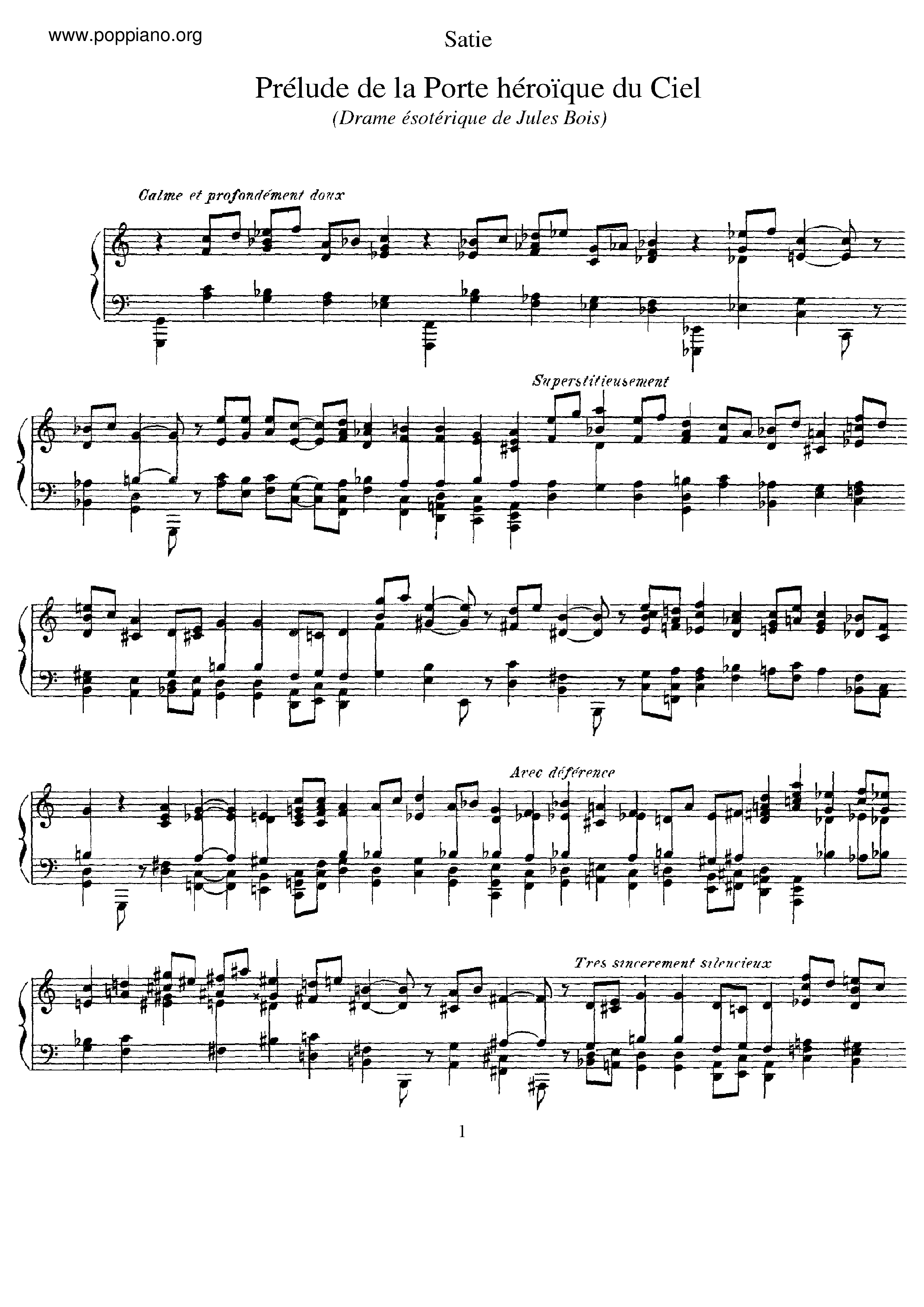 La porte heroique du ciel Score