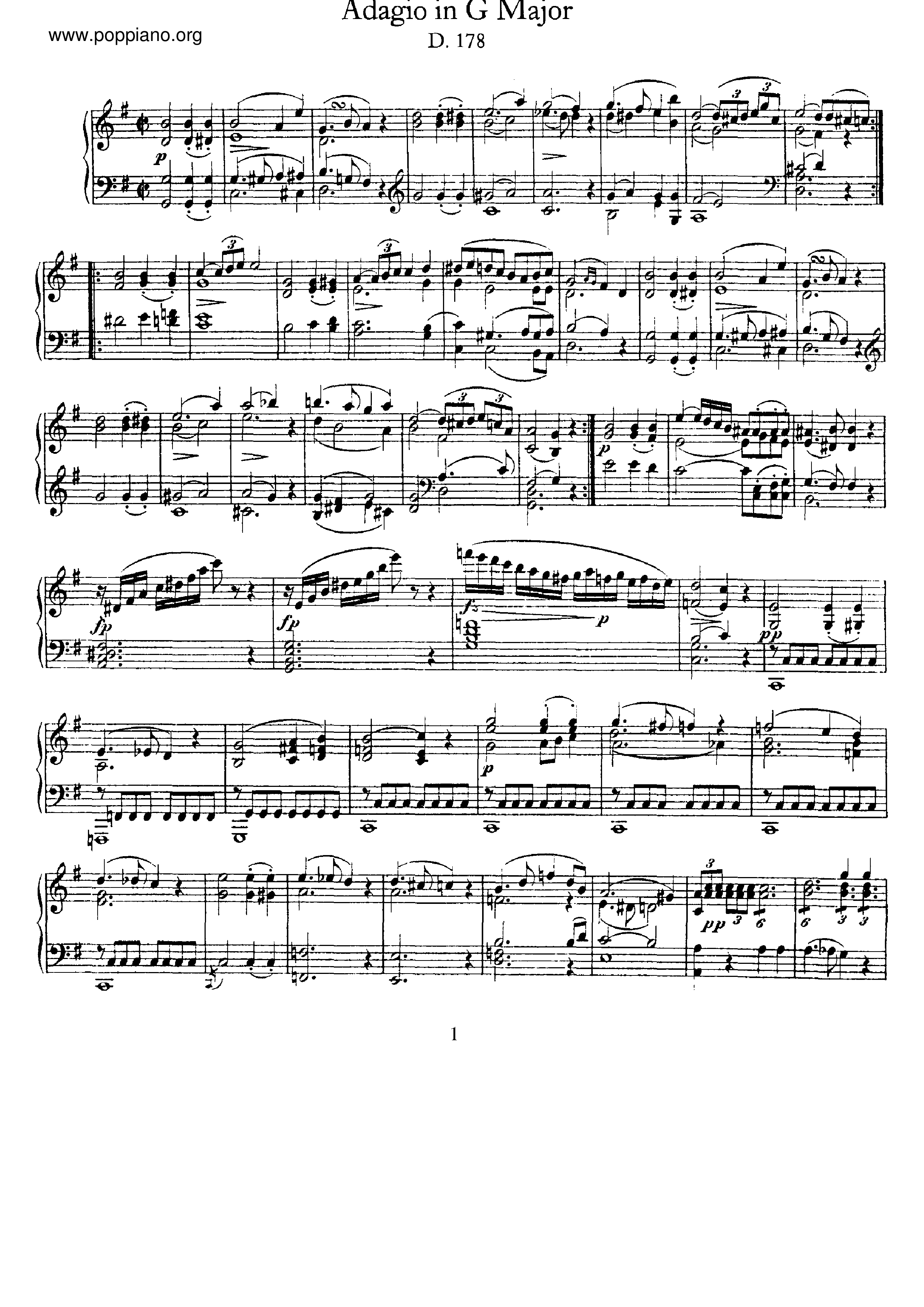 Adagio, D.178琴譜
