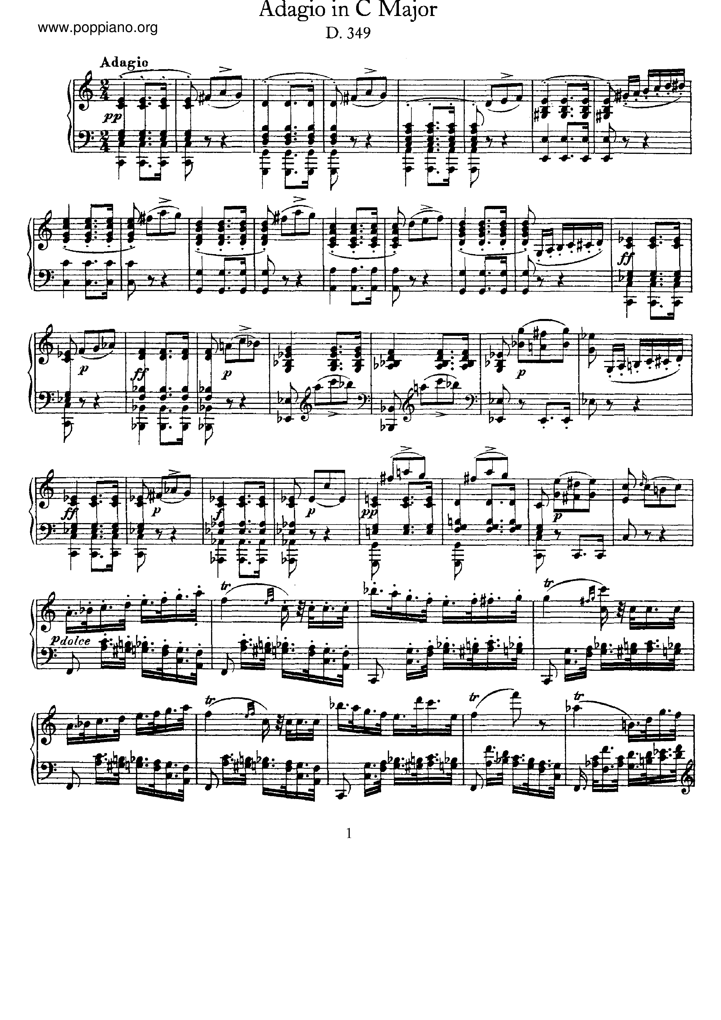 Adagio, D.349ピアノ譜